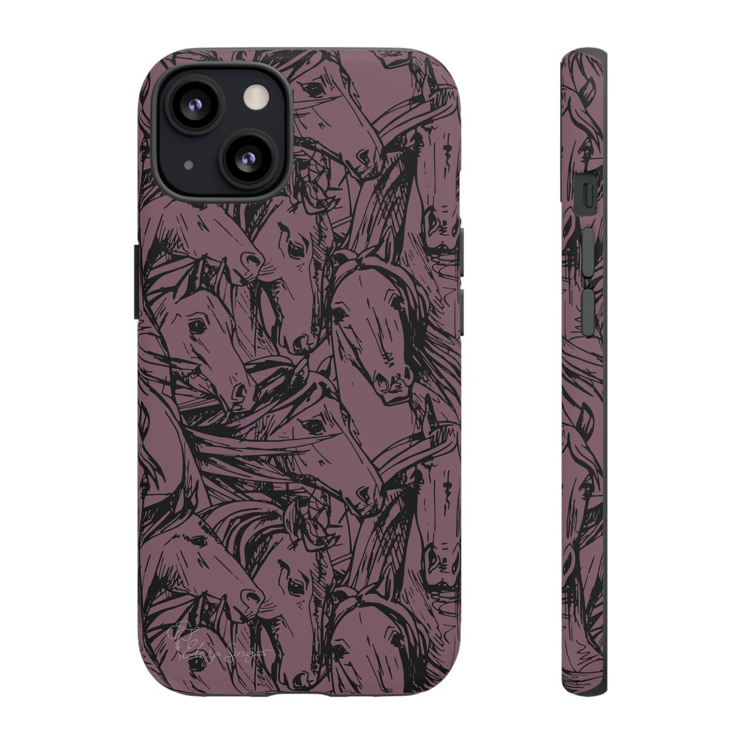 Gallop in Style: Horse Art Western Design iPhone Tough Protective Cover. Featuring a Scribble Horse Drawing, this equestrian-themed case is compatible with iPhone 15, 14, 13, XS, XR Pro/Max/Mini/P/Plus. Unleash the Rider in You with Style and Durability. #ElizaSinger #PhoneCase #EquestrianStyle