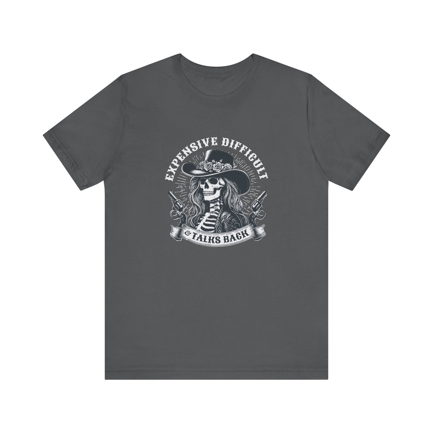 Spooky Rebel: Bella Canvas T-shirt with Skeleton Cowgirl