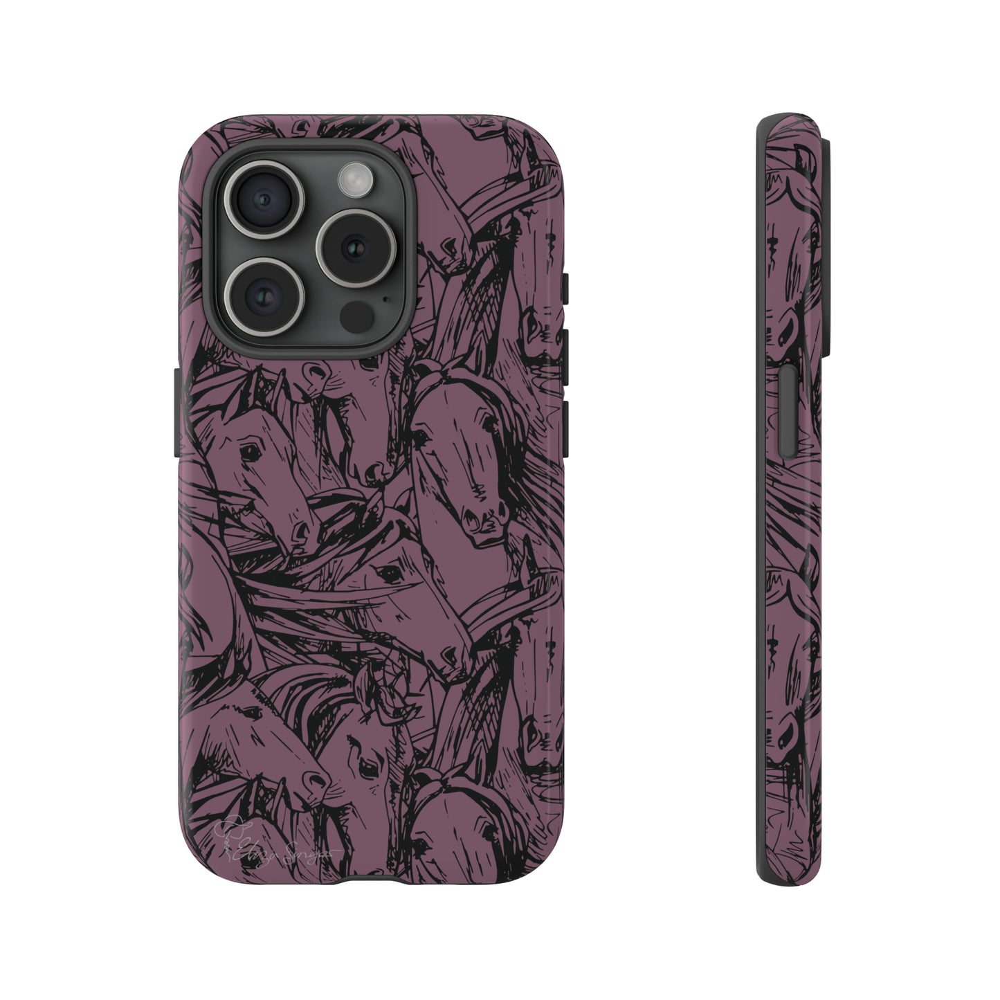 Gallop in Style: Horse Art Western Design iPhone Tough Protective Cover. Featuring a Scribble Horse Drawing, this equestrian-themed case is compatible with iPhone 15, 14, 13, XS, XR Pro/Max/Mini/P/Plus. Unleash the Rider in You with Style and Durability. #ElizaSinger #PhoneCase #EquestrianStyle