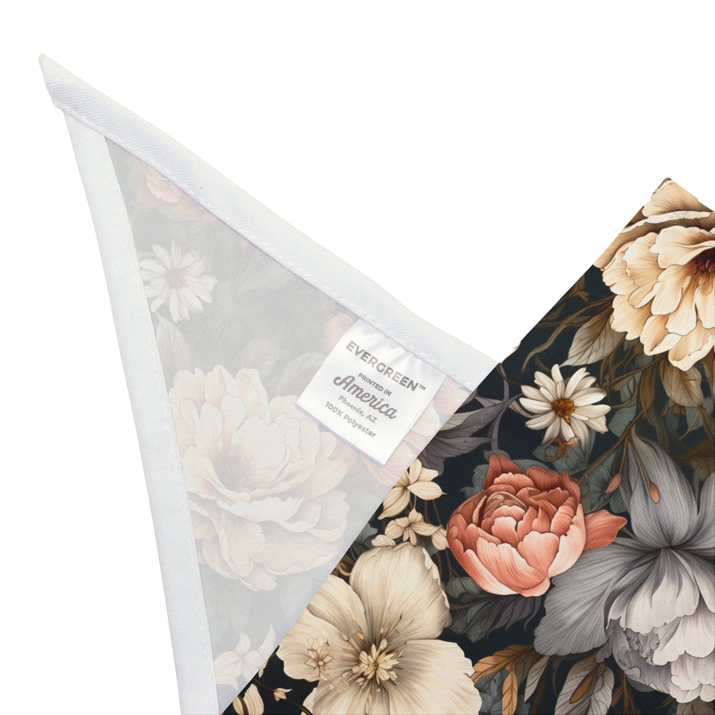 Transport your dog to a vintage English garden with our Dutch Garden Dog Bandana/Wild Rag. The vintage floral, Dutch style English garden flowers on a navy background create a timeless and elegant look. Crafted from soft-spun polyester, this wild rag ensures comfort and style. Exclusively at Eliza Singer.