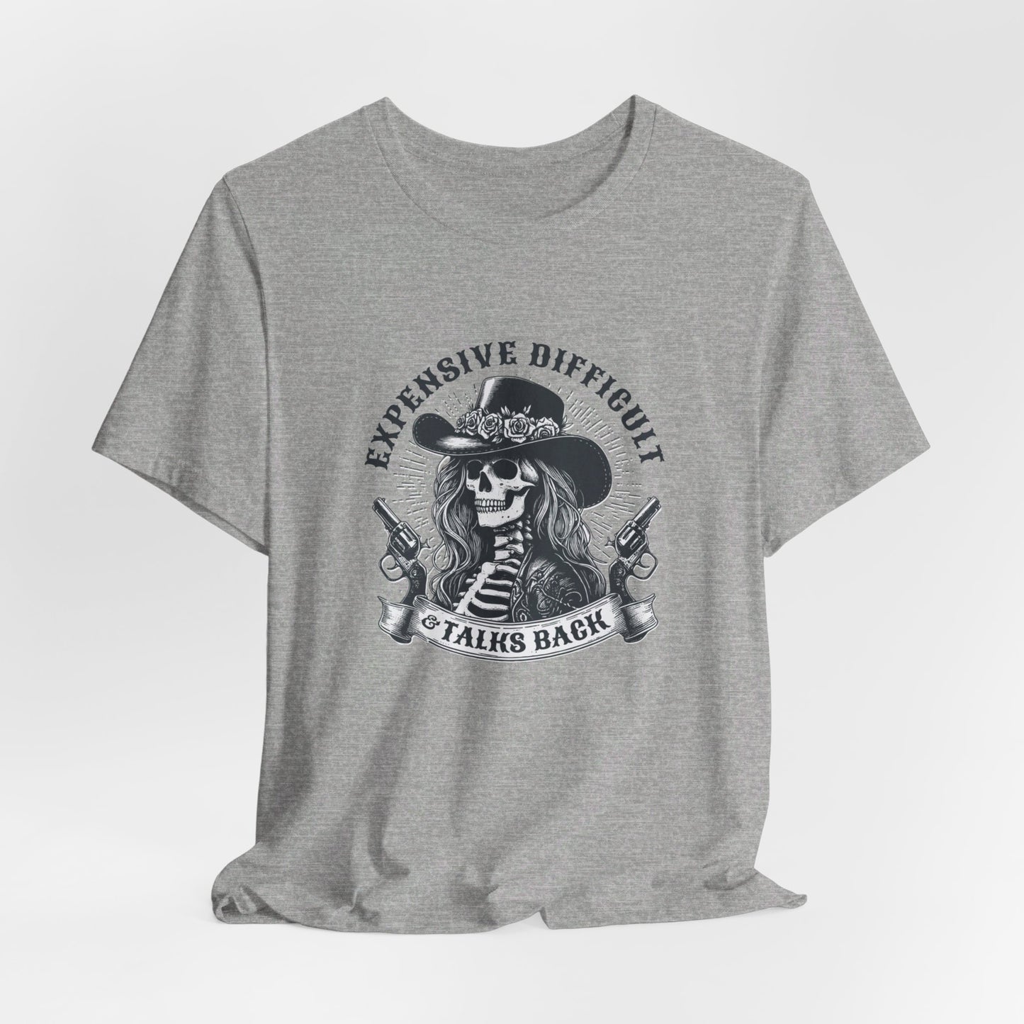 Spooky Rebel: Bella Canvas T-shirt with Skeleton Cowgirl