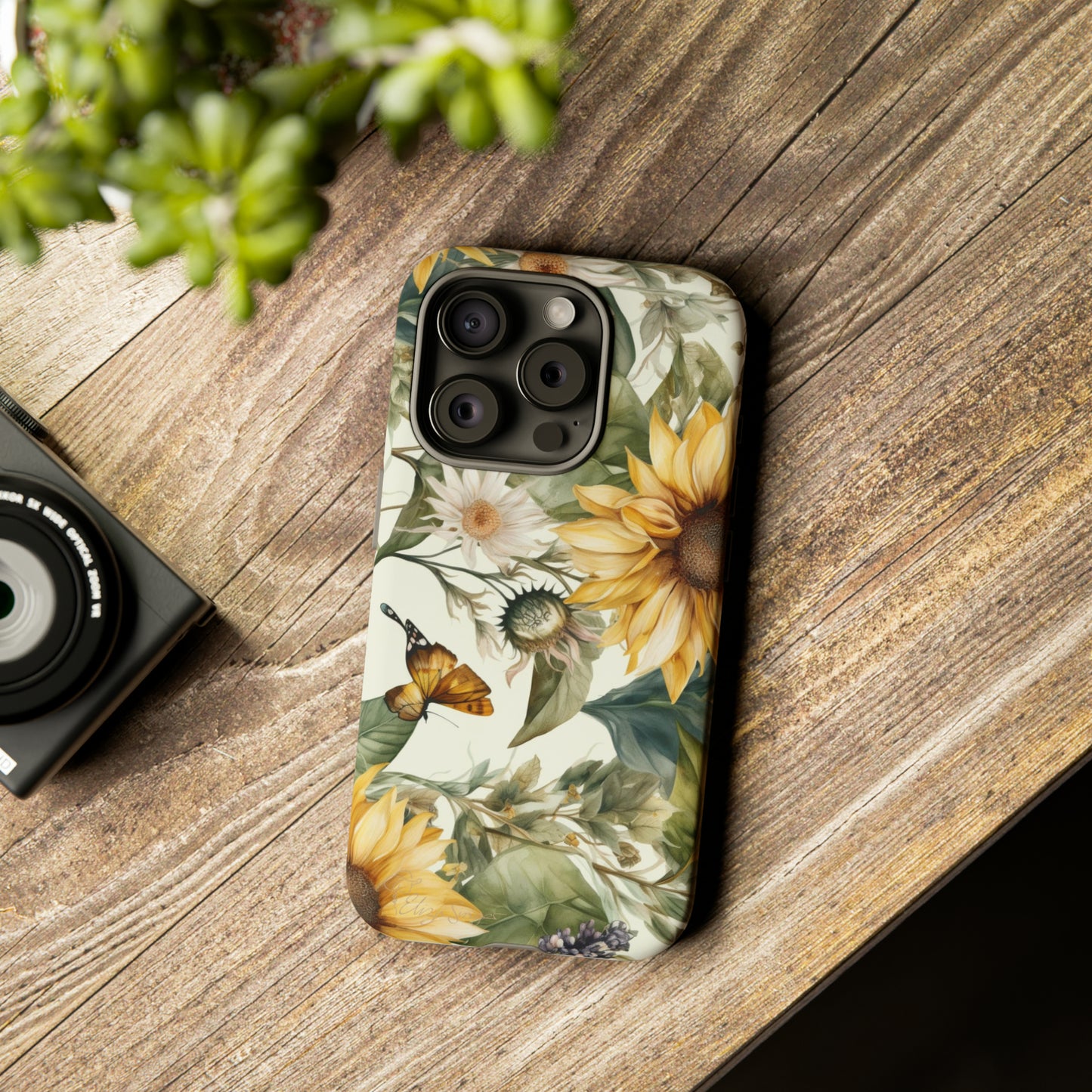 Bask in Sunshine: Beautiful Sunflower Floral iPhone Tough Protective Cover. A charming blend of Flower and Sunflowers in a cottage core style, compatible with iPhone 15, 14, 13, XS, XR Pro/Max/Mini/P/Plus. Elevate Your Device with Nature's Beauty and Durability. #ElizaSinger #PhoneCase #FloralDesign
