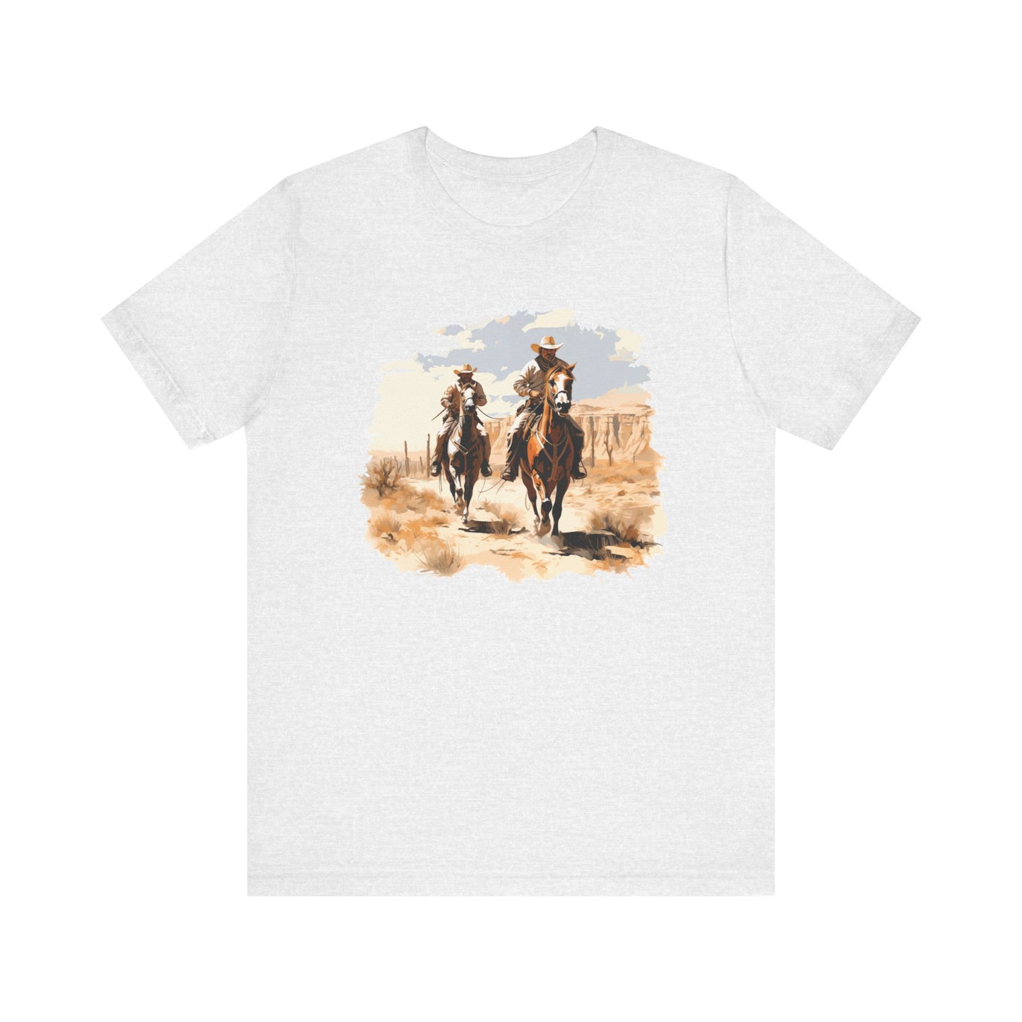 Desert Riders: Bella Canvas T-shirt with Cowboys in Soft Colors
