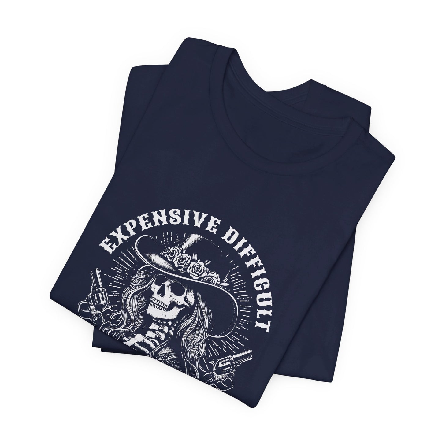 Spooky Rebel: Bella Canvas T-shirt with Skeleton Cowgirl