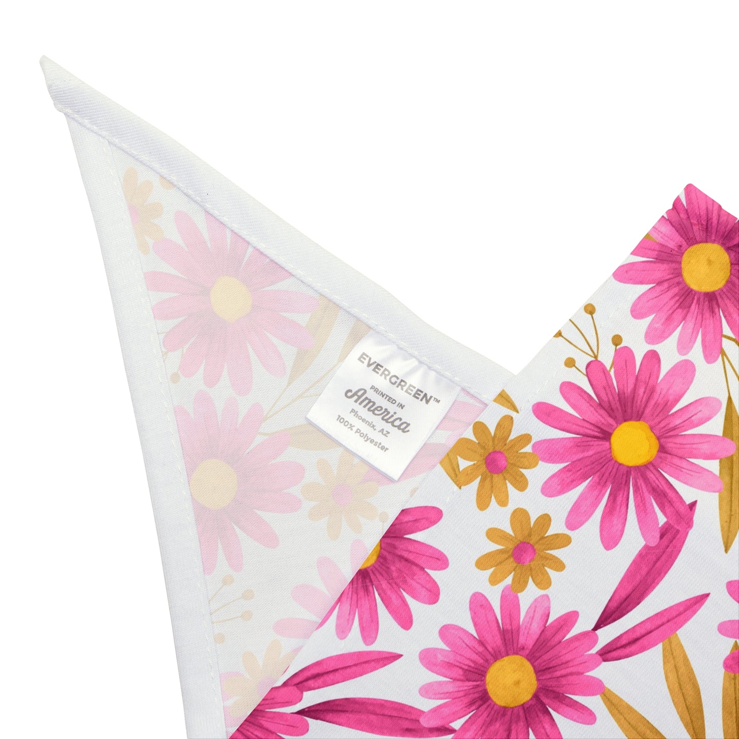 Add a pop of color to your dog's style with our Pink Daisy Delight Dog Bandana/Wild Rag. The white background with fun bright pink daisies creates a cheerful and vibrant look. Crafted from soft-spun polyester, this wild rag ensures comfort and style. Make your pup stand out with this exclusive design, available only at Eliza Singer.