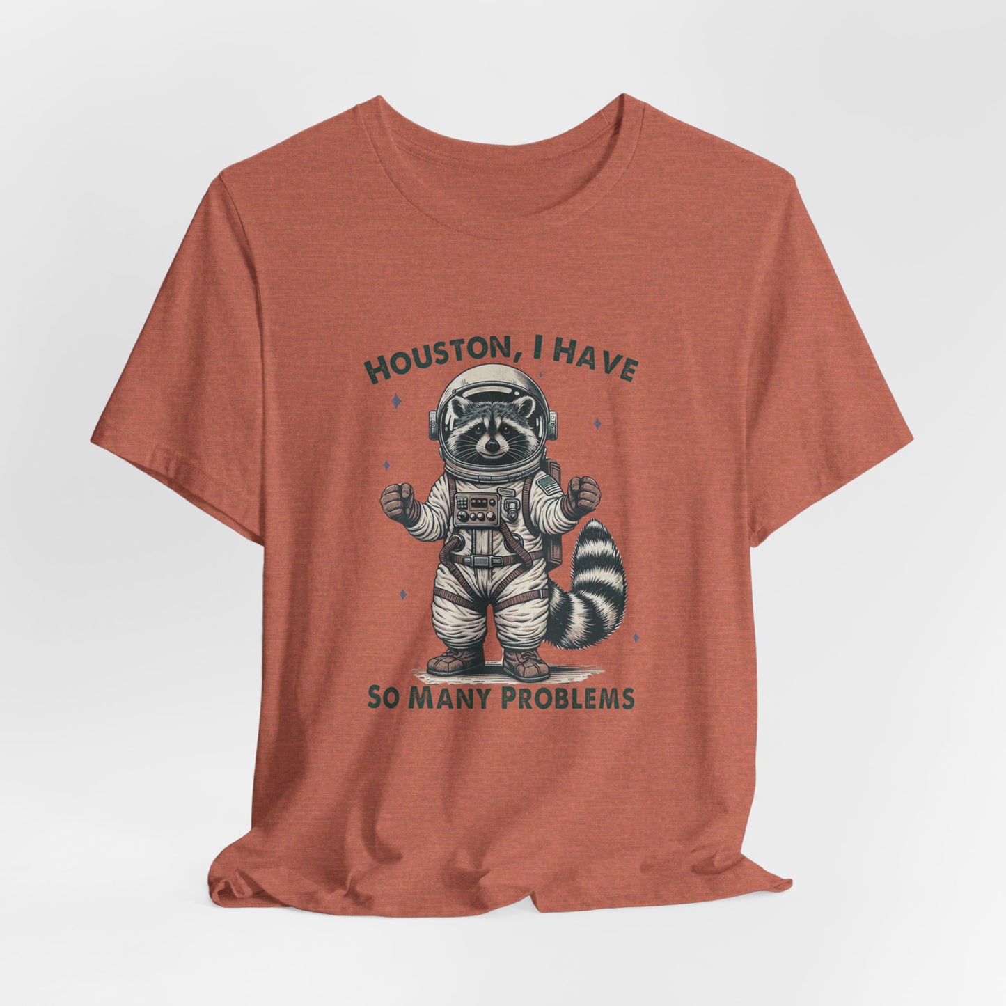 Houston Problems: Bella Canvas T-shirt with Raccoon Astronaut