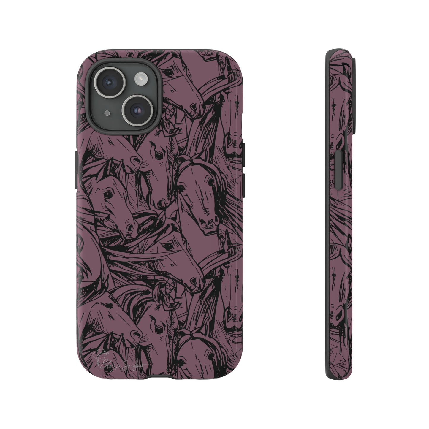 Gallop in Style: Horse Art Western Design iPhone Tough Protective Cover. Featuring a Scribble Horse Drawing, this equestrian-themed case is compatible with iPhone 15, 14, 13, XS, XR Pro/Max/Mini/P/Plus. Unleash the Rider in You with Style and Durability. #ElizaSinger #PhoneCase #EquestrianStyle