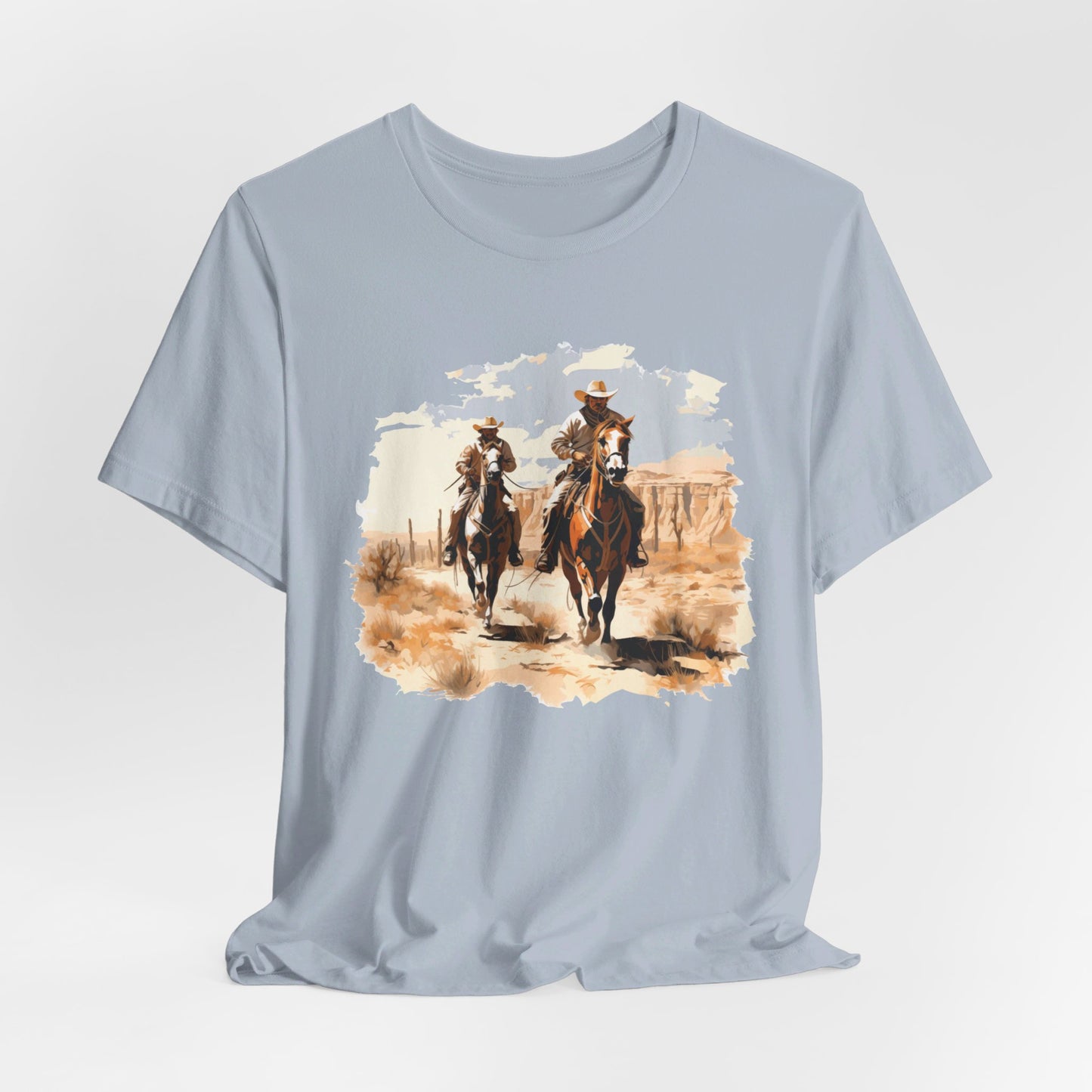 Desert Riders: Bella Canvas T-shirt with Cowboys in Soft Colors