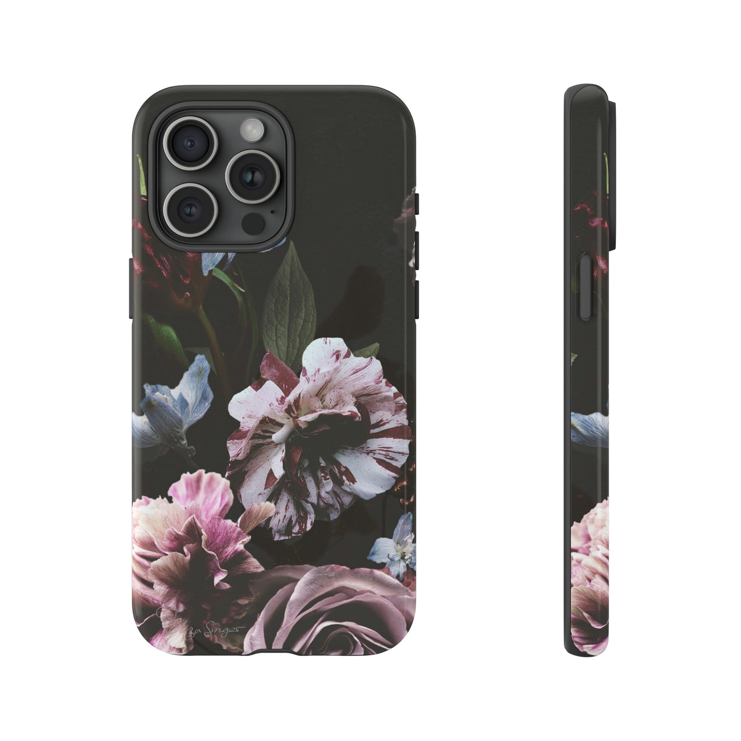 Dutch Floral Elegance: Botany Dutch Flowers Black iPhone Tough Protective Case. A stylish blend of Flowers in muted colors, compatible with iPhone 15, 14, 13, XS, XR Pro/Max/Mini/P/Plus. Unleash the beauty of muted tones with durability and style. #ElizaSinger #PhoneCase #FloralDesign