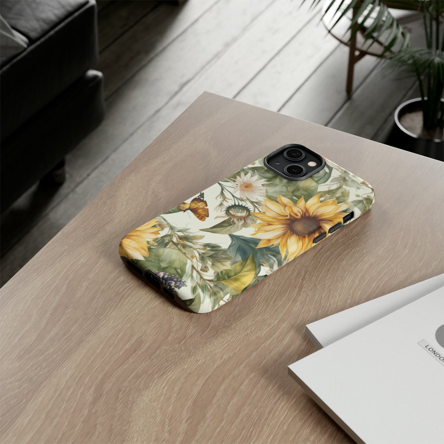 Bask in Sunshine: Beautiful Sunflower Floral iPhone Tough Protective Cover. A charming blend of Flower and Sunflowers in a cottage core style, compatible with iPhone 15, 14, 13, XS, XR Pro/Max/Mini/P/Plus. Elevate Your Device with Nature's Beauty and Durability. #ElizaSinger #PhoneCase #FloralDesign