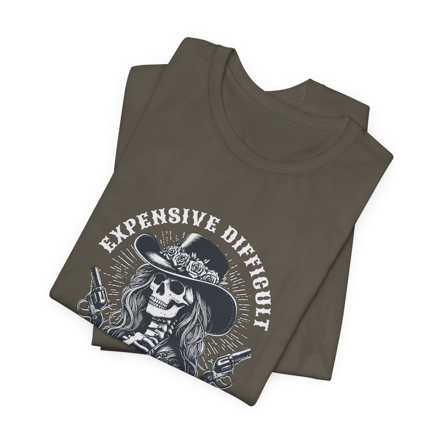 Spooky Rebel: Bella Canvas T-shirt with Skeleton Cowgirl