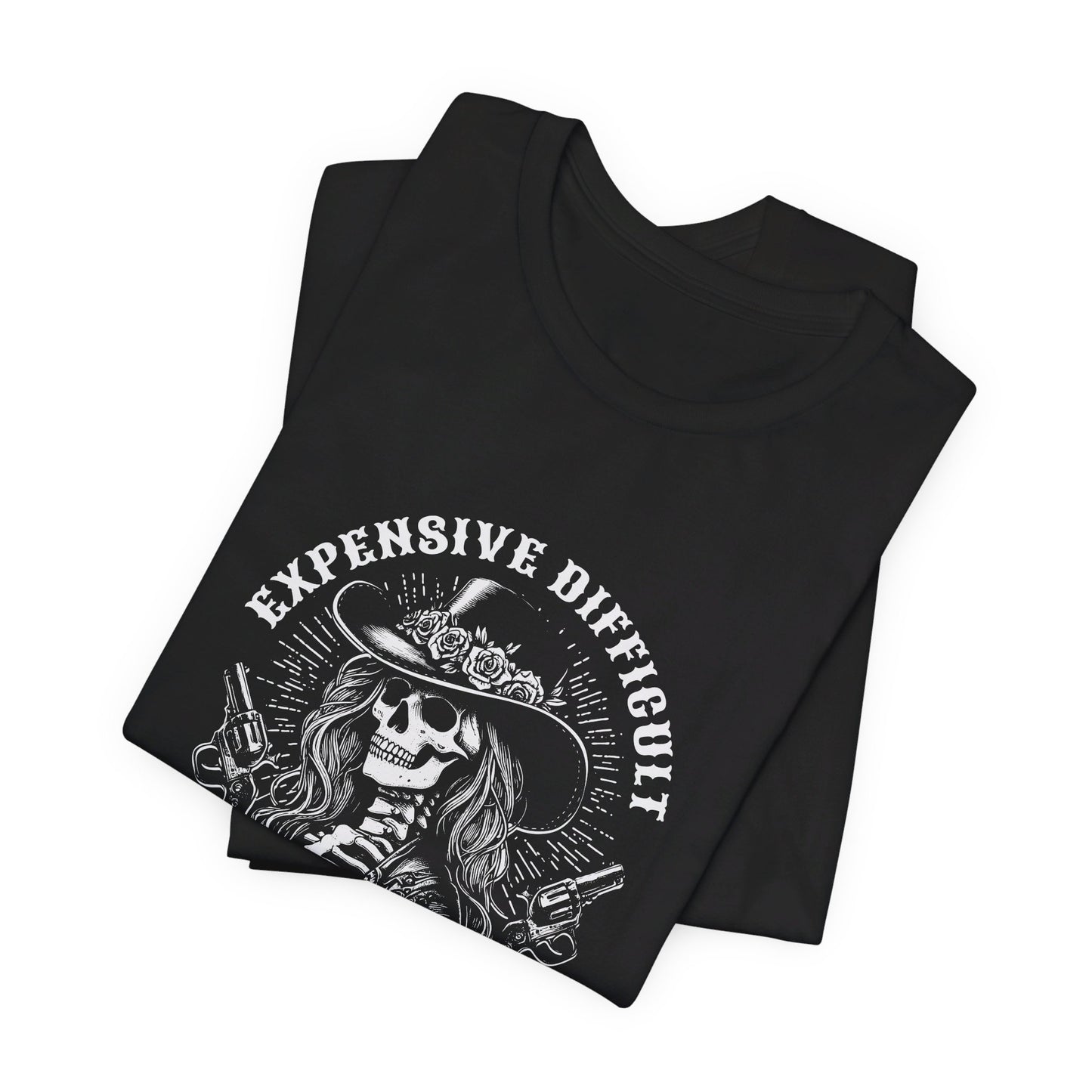 Spooky Rebel: Bella Canvas T-shirt with Skeleton Cowgirl