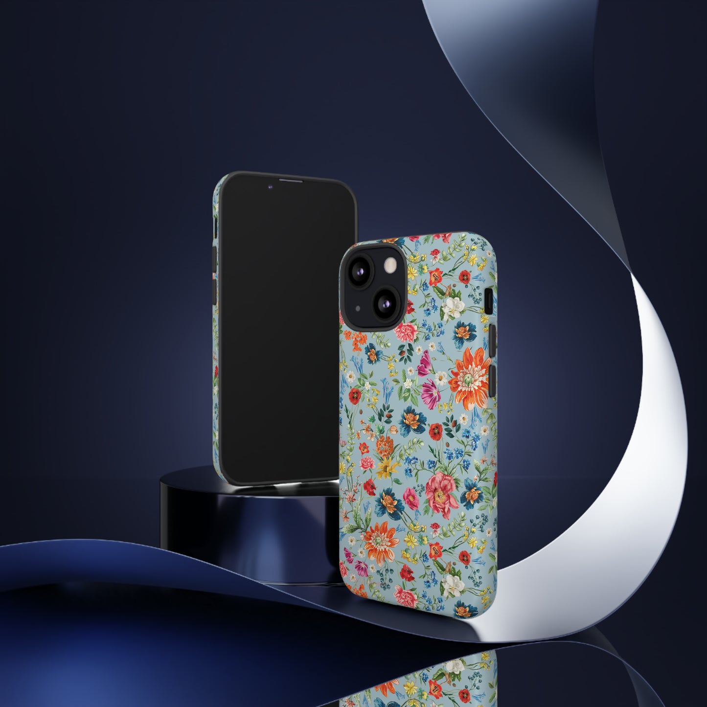 Blossom in Color: Wildflower Floral Colorful Design iPhone Tough Protective Cover. Vibrant flowers in Turquoise and Pink, compatible with iPhone 15, 14, 13, XS, XR Pro/Max/Mini/P/Plus. Embrace Nature's Palette with Style and Durability. #ElizaSinger #PhoneCase #FloralDesign