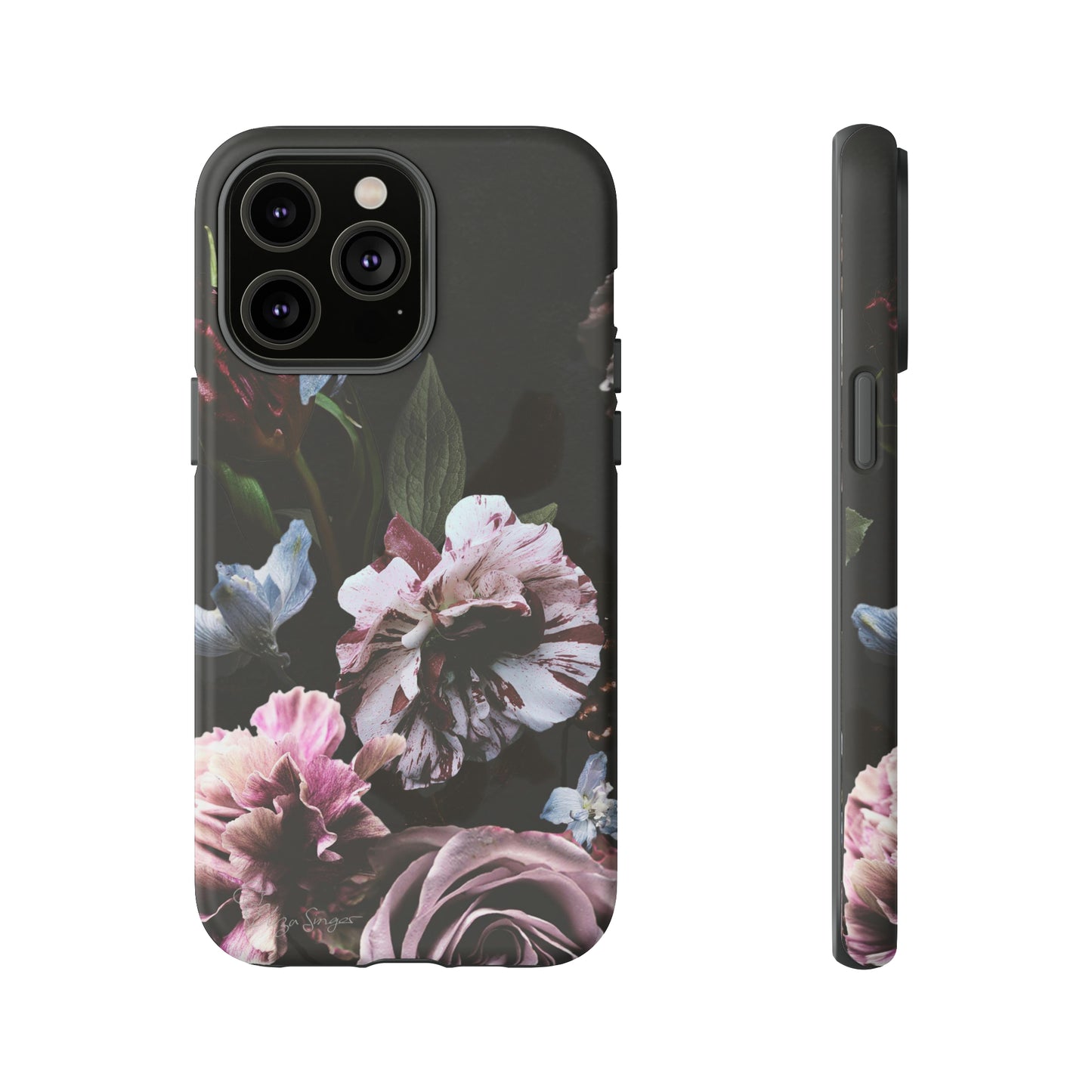 Dutch Floral Elegance: Botany Dutch Flowers Black iPhone Tough Protective Case. A stylish blend of Flowers in muted colors, compatible with iPhone 15, 14, 13, XS, XR Pro/Max/Mini/P/Plus. Unleash the beauty of muted tones with durability and style. #ElizaSinger #PhoneCase #FloralDesign