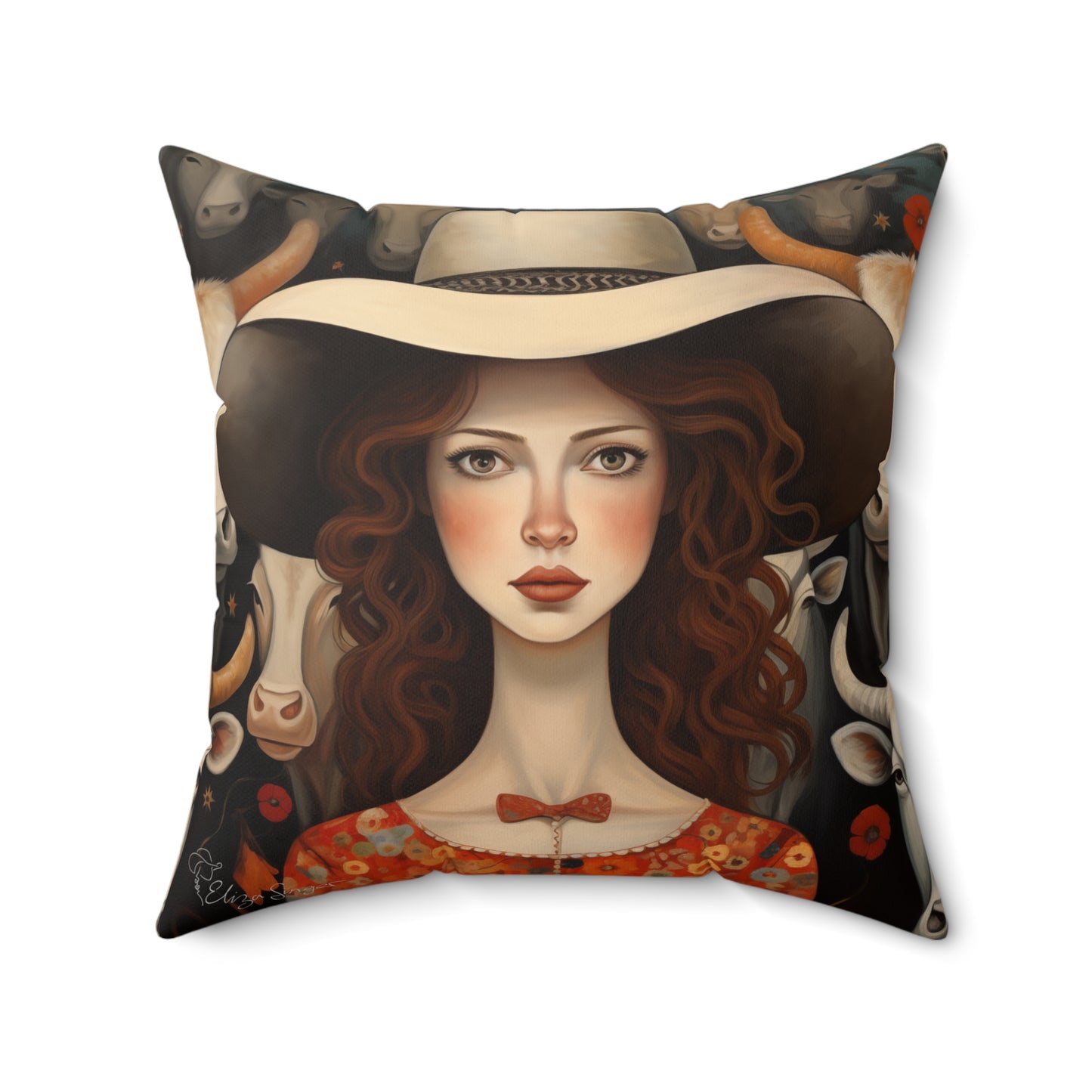 Radiant Ruby's Folk Art Pillow