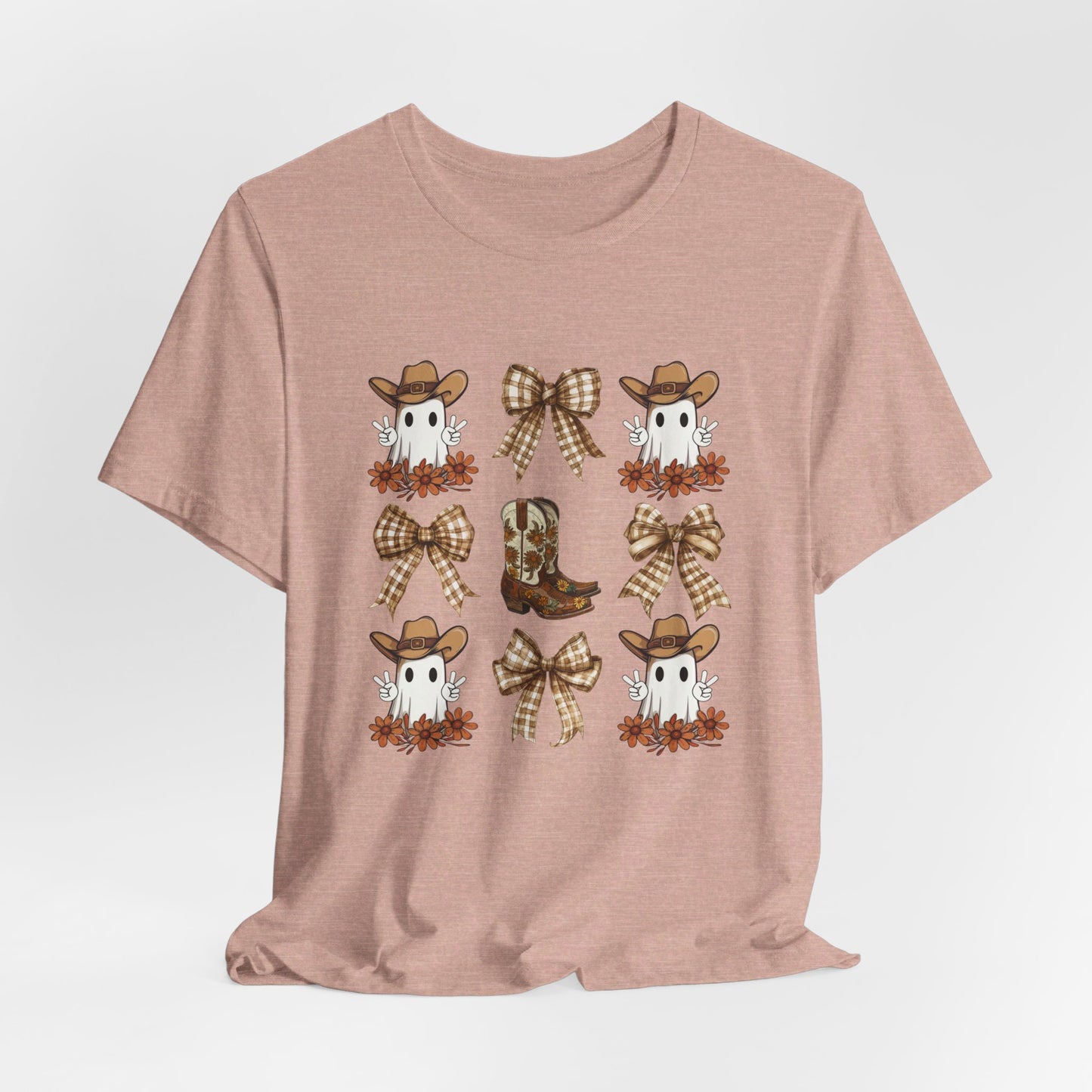 Ghostly Rodeo: Halloween Bella Canvas T-shirt with Western Ghosts