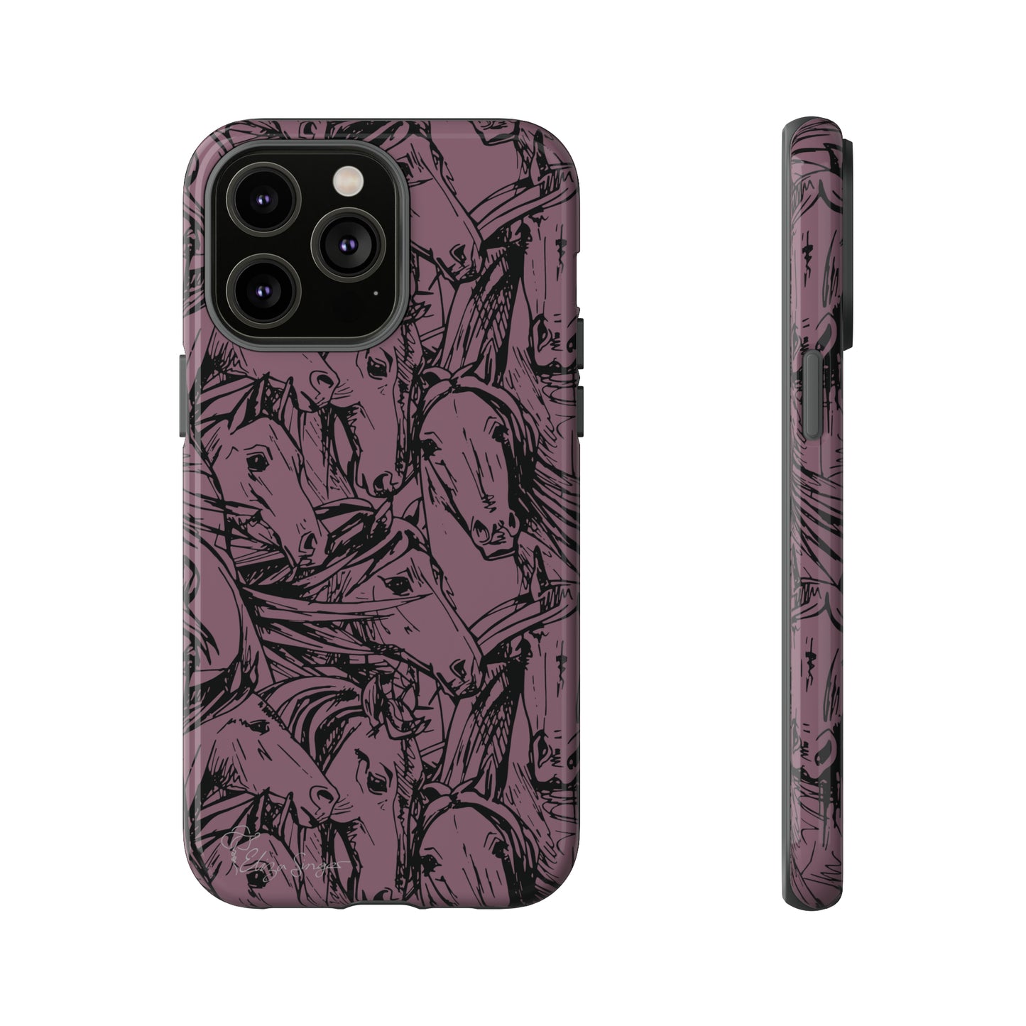 Gallop in Style: Horse Art Western Design iPhone Tough Protective Cover. Featuring a Scribble Horse Drawing, this equestrian-themed case is compatible with iPhone 15, 14, 13, XS, XR Pro/Max/Mini/P/Plus. Unleash the Rider in You with Style and Durability. #ElizaSinger #PhoneCase #EquestrianStyle