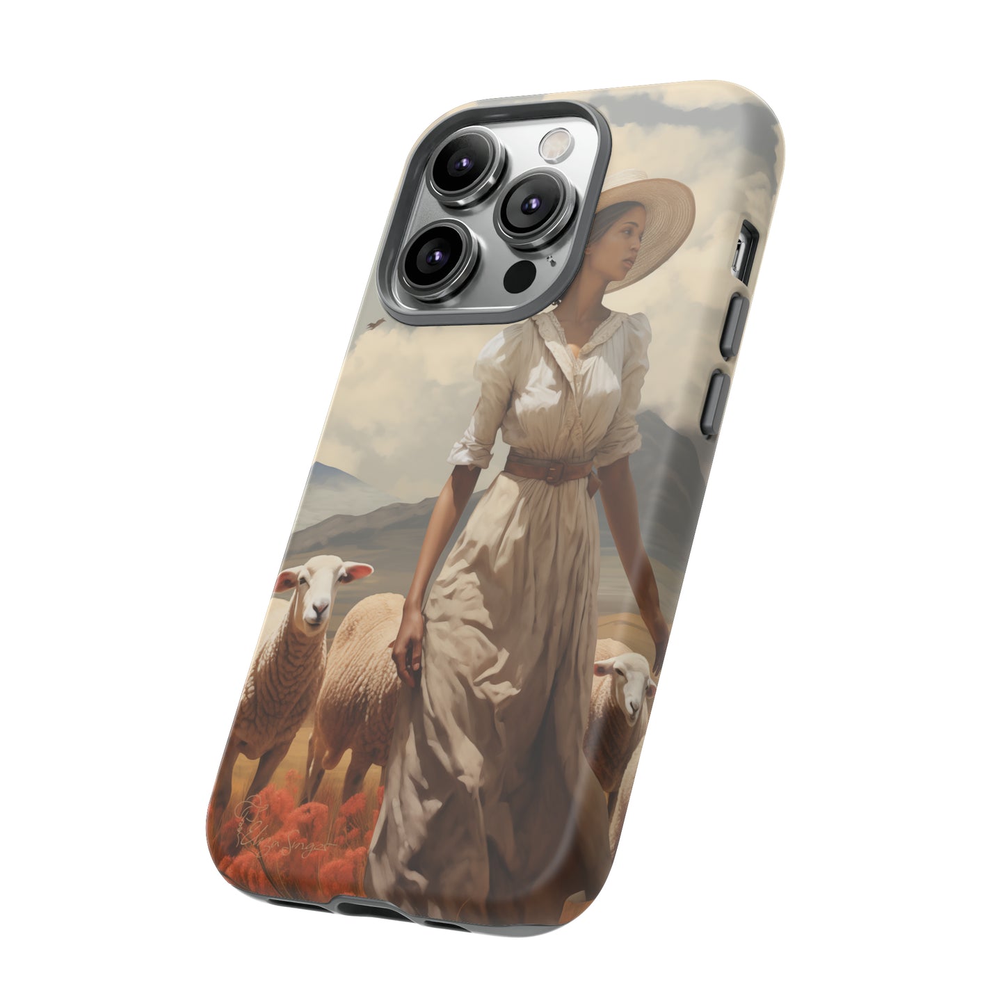 Misty Prairie Wanderer: Elevate your Tough Western Cell Phone Case with a captivating twist. This edition offers a misty take on the vintage painted design, providing a unique and enchanting touch. Experience the allure of the unknown. #ElizaSinger #PhoneCase #VintageDesign