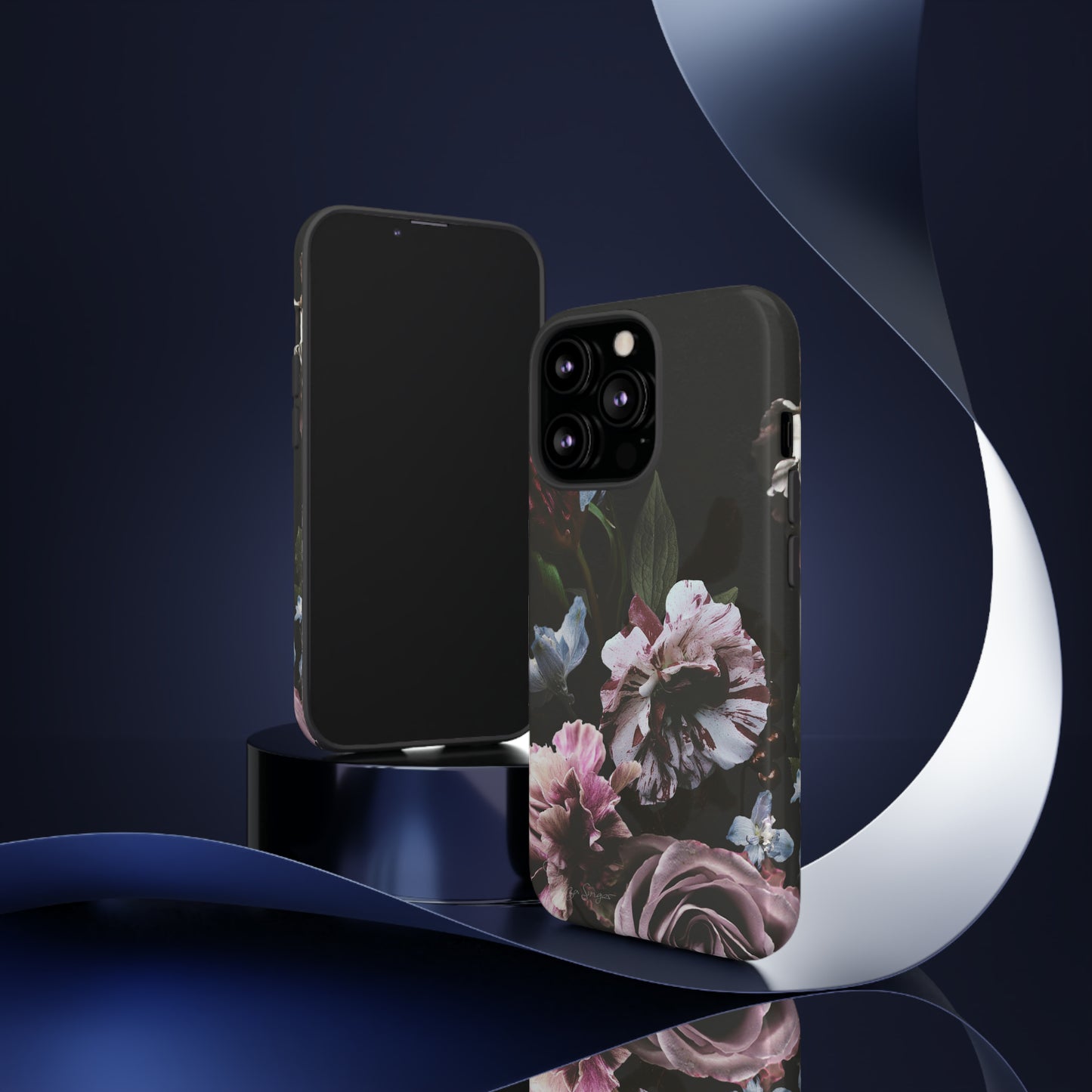 Dutch Floral Elegance: Botany Dutch Flowers Black iPhone Tough Protective Case. A stylish blend of Flowers in muted colors, compatible with iPhone 15, 14, 13, XS, XR Pro/Max/Mini/P/Plus. Unleash the beauty of muted tones with durability and style. #ElizaSinger #PhoneCase #FloralDesign