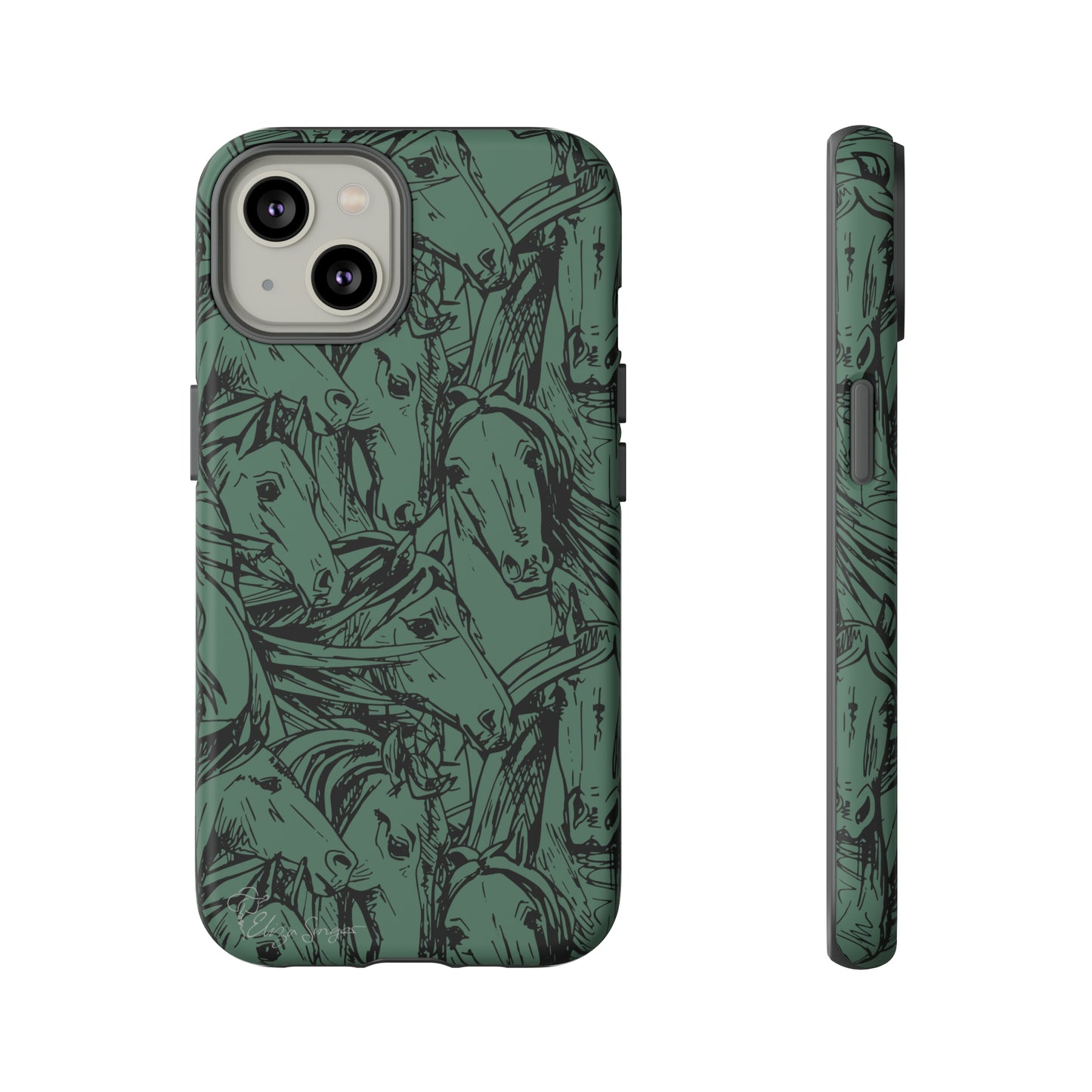 Gallop in Style: Horse Art Western Design iPhone Tough Protective Cover. Featuring a Scribble Horse Drawing, this makes the perfect equestrian gift. Compatible with iPhone 15, 14, 13, XS, XR Pro/Max/Mini/P/Plus. Unleash the Rider in You with Style and Durability. #ElizaSinger #PhoneCase #EquestrianGift