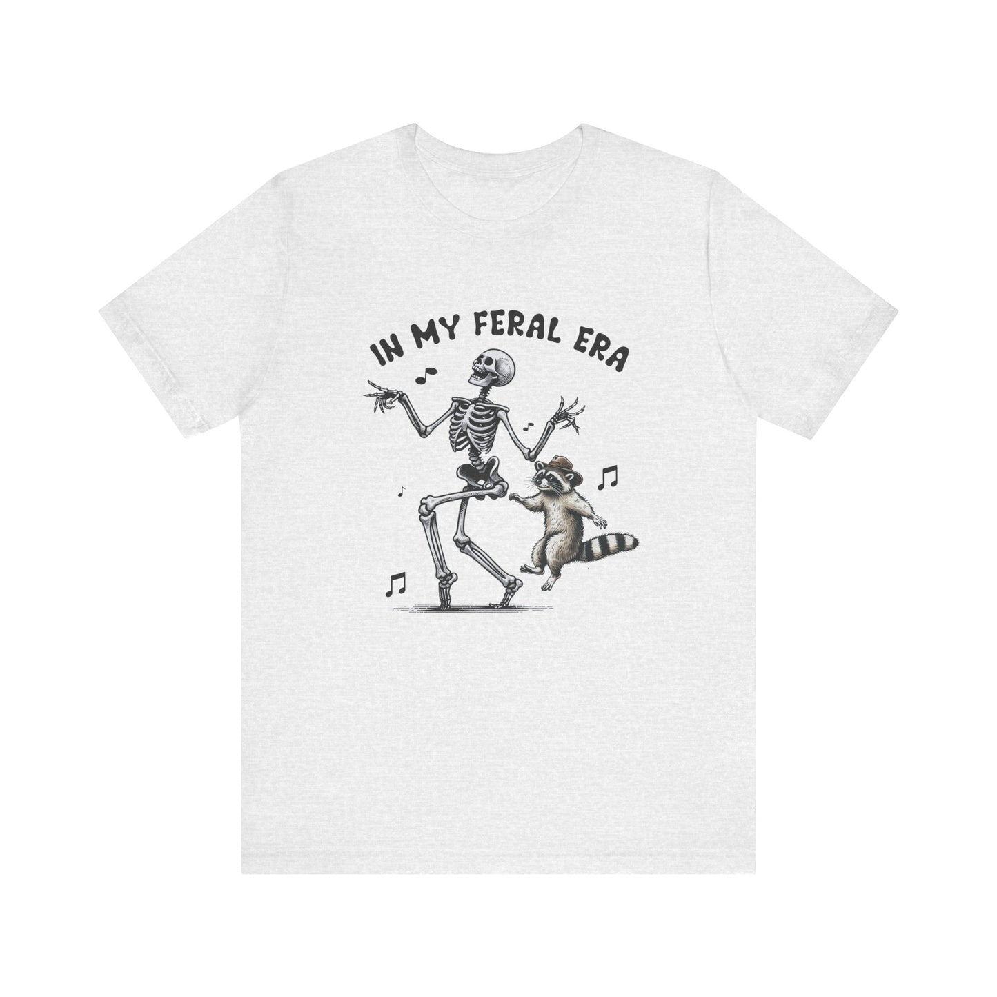 Feral Era: Halloween Bella Canvas T-shirt with Skeleton and Raccoon