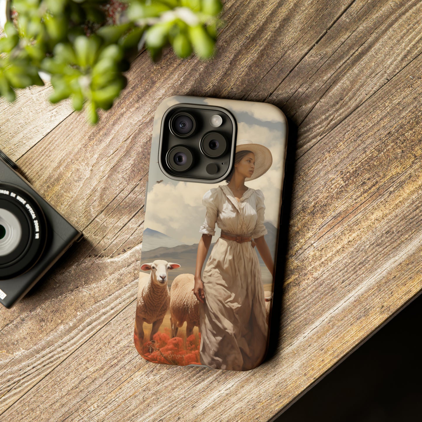 Misty Prairie Wanderer: Elevate your Tough Western Cell Phone Case with a captivating twist. This edition offers a misty take on the vintage painted design, providing a unique and enchanting touch. Experience the allure of the unknown. #ElizaSinger #PhoneCase #VintageDesign