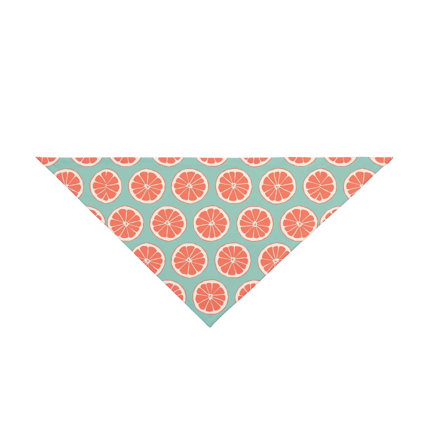 Bring a burst of summer to your dog's style with our Summer Citrus Dog Bandana/Wild Rag. Featuring grapefruit on a pastel duck egg color background, this design adds a refreshing touch. Crafted from soft-spun polyester, this wild rag ensures comfort and style, making it perfect for sunny adventures. Exclusively available at Eliza Singer.