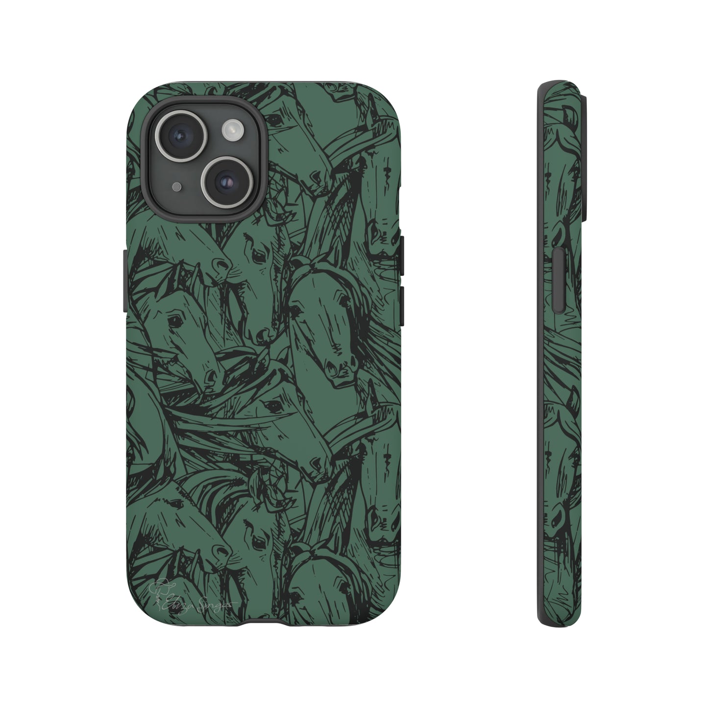 Gallop in Style: Horse Art Western Design iPhone Tough Protective Cover. Featuring a Scribble Horse Drawing, this makes the perfect equestrian gift. Compatible with iPhone 15, 14, 13, XS, XR Pro/Max/Mini/P/Plus. Unleash the Rider in You with Style and Durability. #ElizaSinger #PhoneCase #EquestrianGift