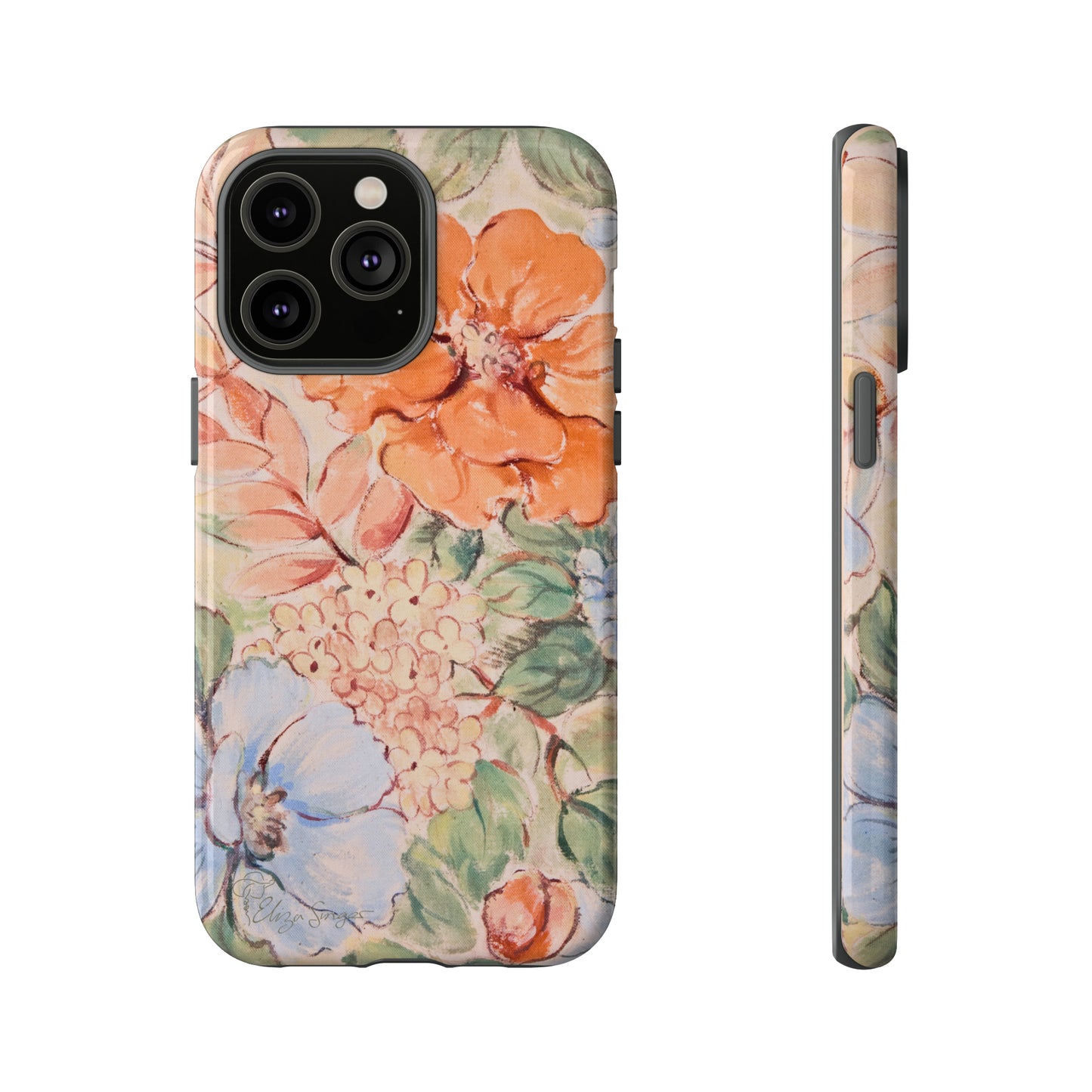 Pastel Petals: Botany Pastel Flowers iPhone Tough Protective Cover. A gentle blend of Flowers in muted pastel colors, compatible with iPhone 15, 14, 13, XS, XR Pro/Max/Mini/P/Plus. Unleash Nature's Tranquility with Durability and Style. #ElizaSinger #PhoneCase #FloralDesign