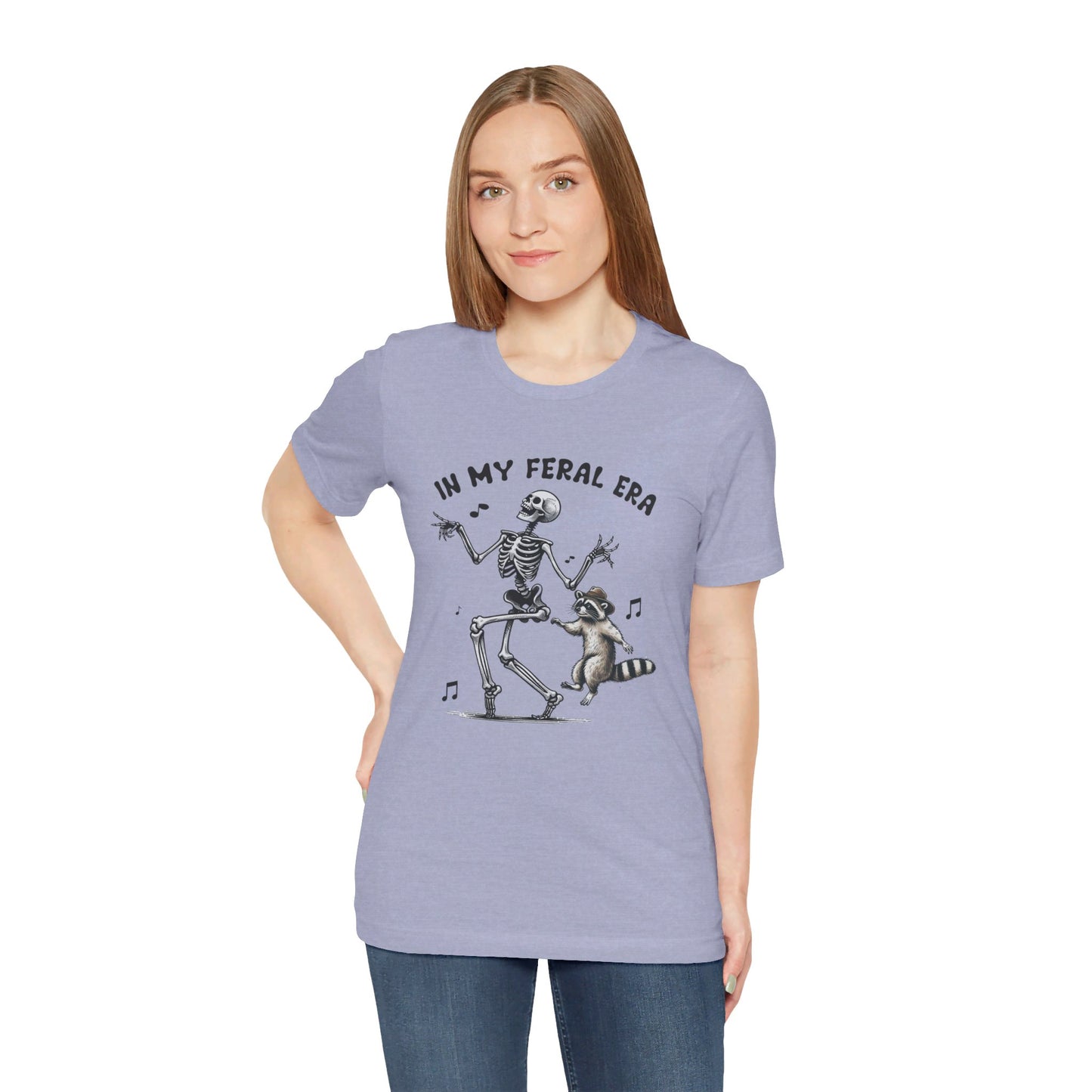 Feral Era: Halloween Bella Canvas T-shirt with Skeleton and Raccoon