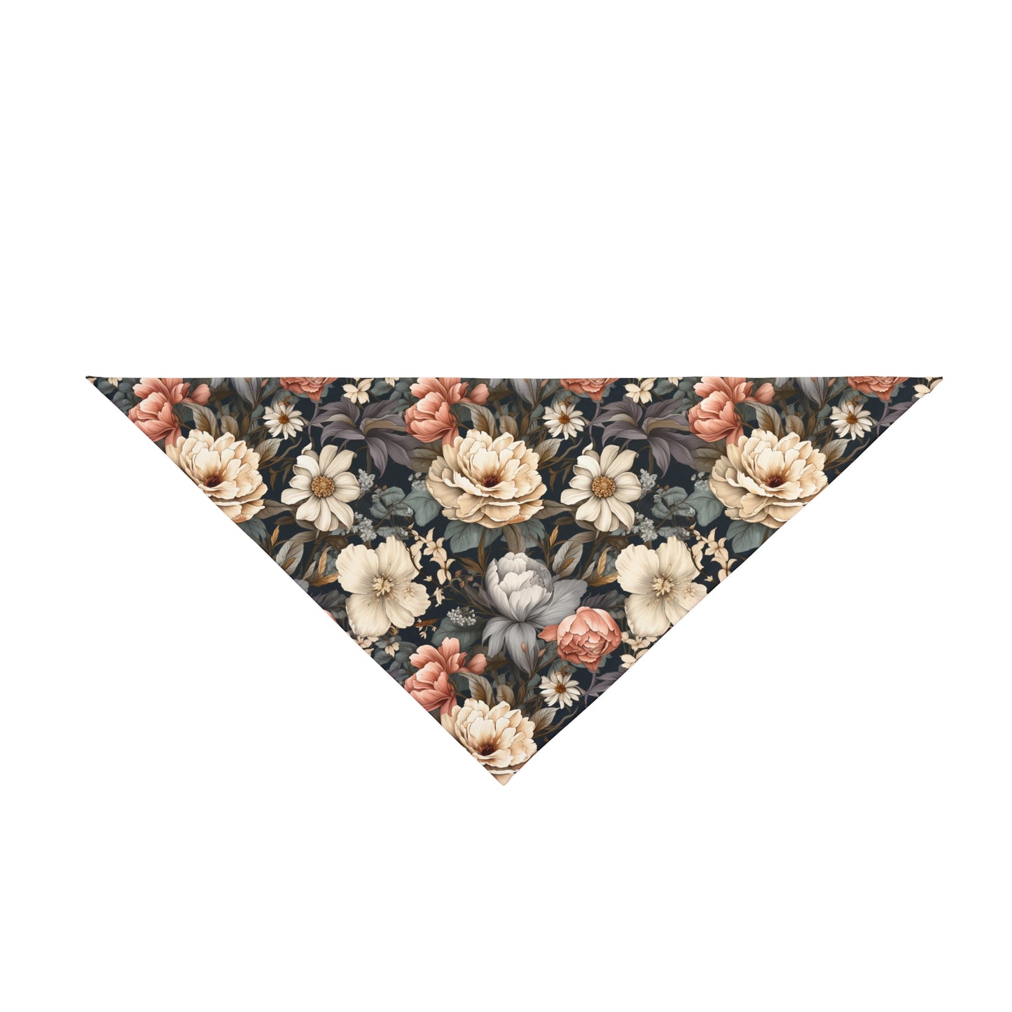 Transport your dog to a vintage English garden with our Dutch Garden Dog Bandana/Wild Rag. The vintage floral, Dutch style English garden flowers on a navy background create a timeless and elegant look. Crafted from soft-spun polyester, this wild rag ensures comfort and style. Exclusively at Eliza Singer.
