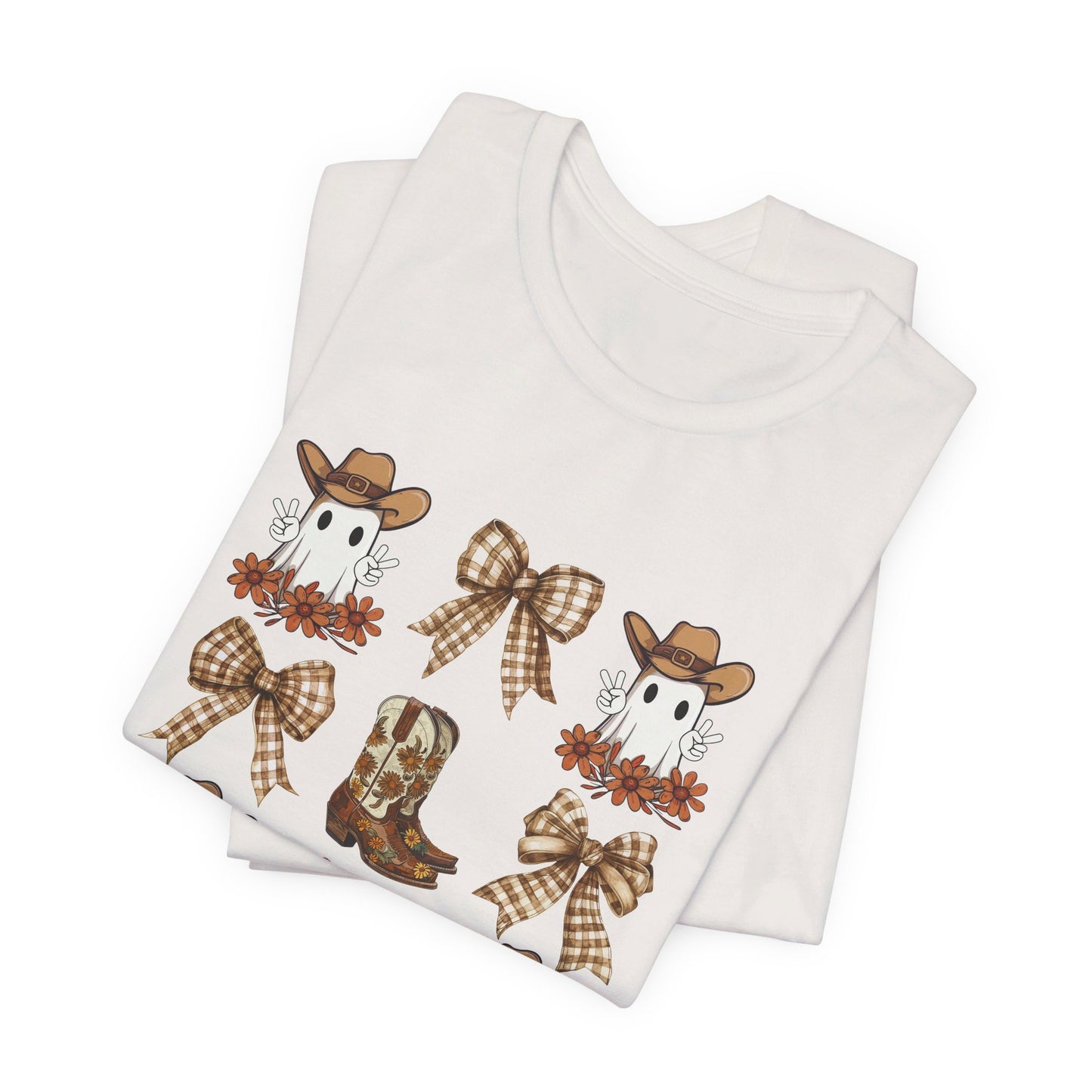 Ghostly Rodeo: Halloween Bella Canvas T-shirt with Western Ghosts