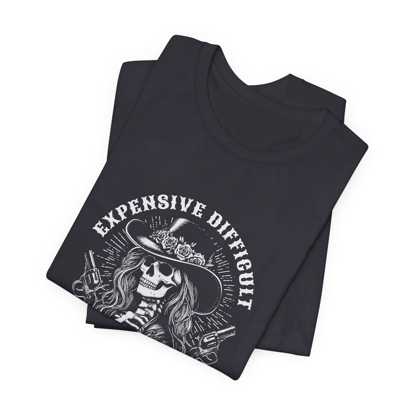 Spooky Rebel: Bella Canvas T-shirt with Skeleton Cowgirl
