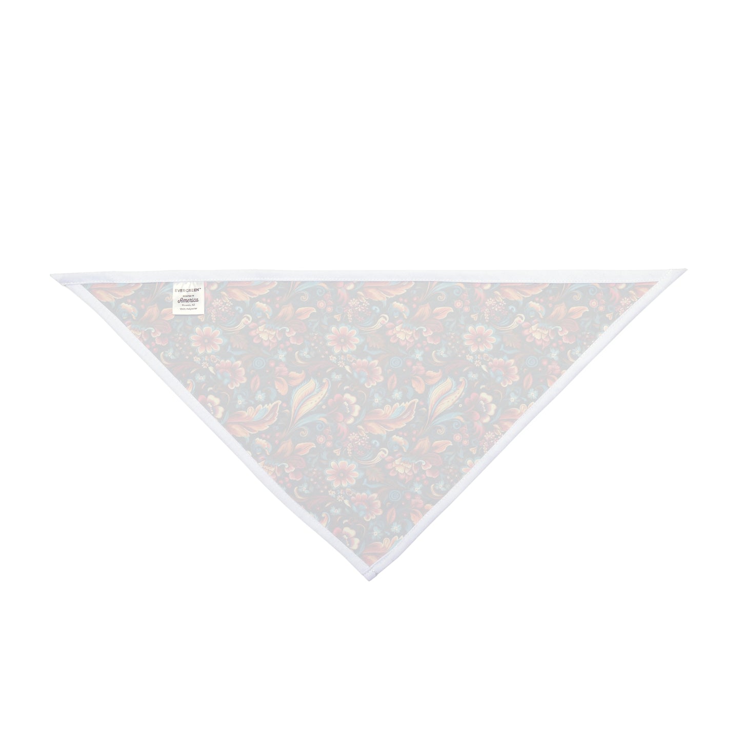 Immerse your dog in a Floral Symphony with our Dog Bandana/Wild Rag. The dark navy background adorned with flowers and paisley details in pink, turquoise, beige, orange, and more creates a harmonious and stylish ensemble. Crafted from soft-spun polyester, this wild rag ensures comfort and style. Also available for humans, exclusively at Eliza Singer.