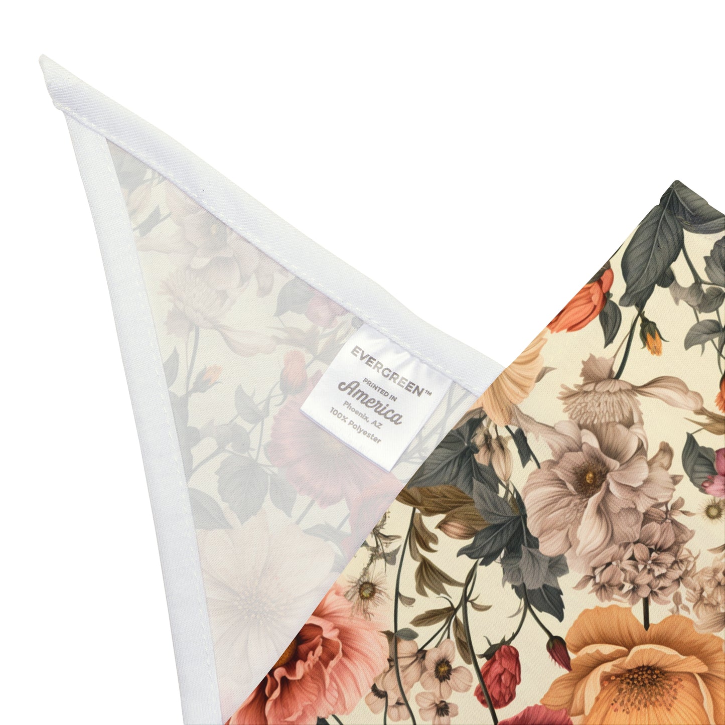Embrace vintage charm with our Vintage Petals Dog Bandana/Wild Rag. Realistic flowers in shades of sand, cream, orange, and yellows create a muted, old-style elegance. Crafted from soft-spun polyester, this wild rag ensures comfort and style. Make a statement on every adventure with this exclusive design, available only at Eliza Singer.
