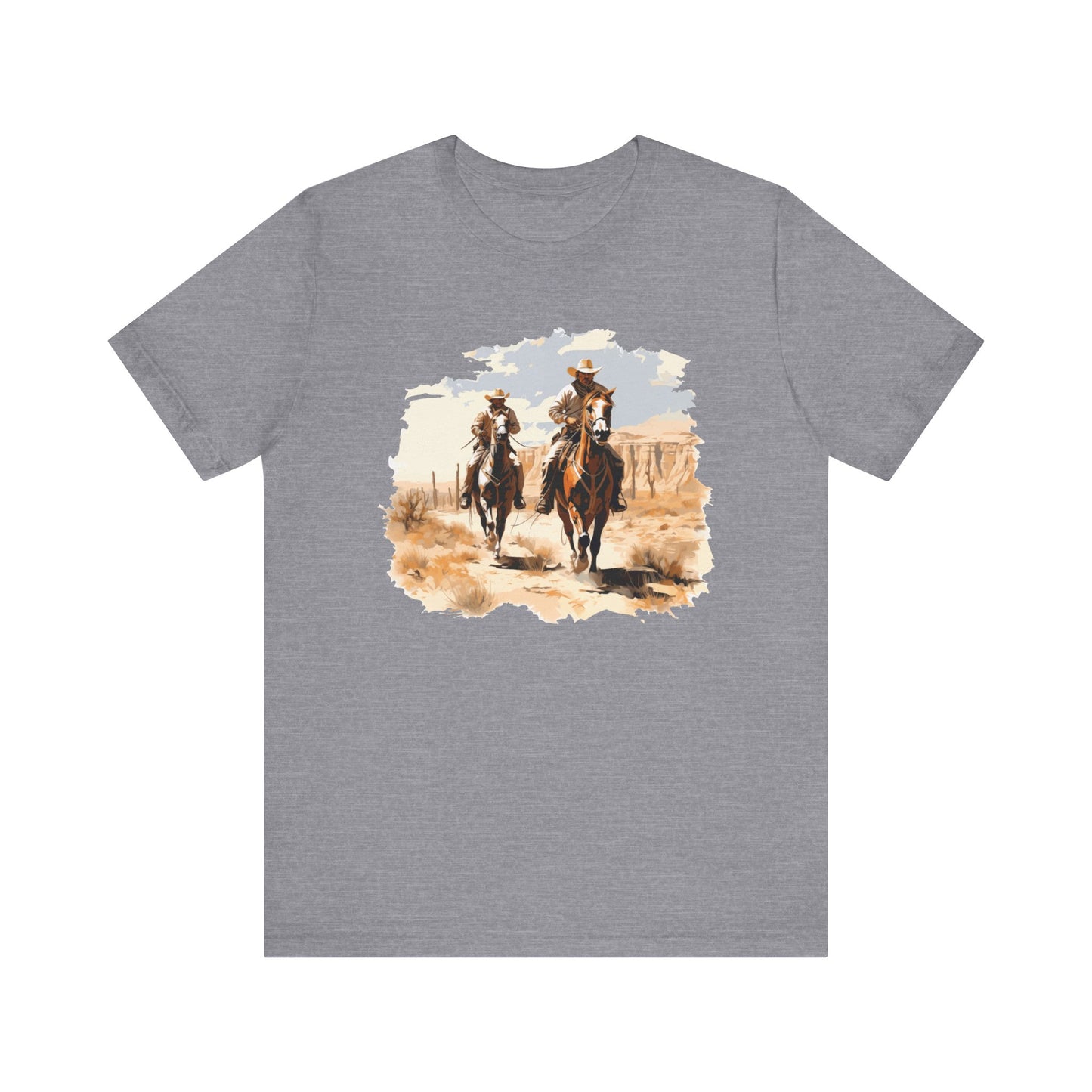 Desert Riders: Bella Canvas T-shirt with Cowboys in Soft Colors