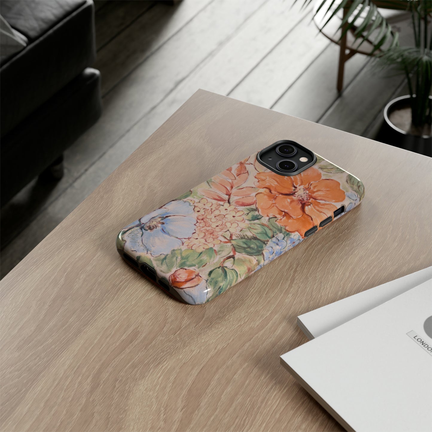 Pastel Petals: Botany Pastel Flowers iPhone Tough Protective Cover. A gentle blend of Flowers in muted pastel colors, compatible with iPhone 15, 14, 13, XS, XR Pro/Max/Mini/P/Plus. Unleash Nature's Tranquility with Durability and Style. #ElizaSinger #PhoneCase #FloralDesign