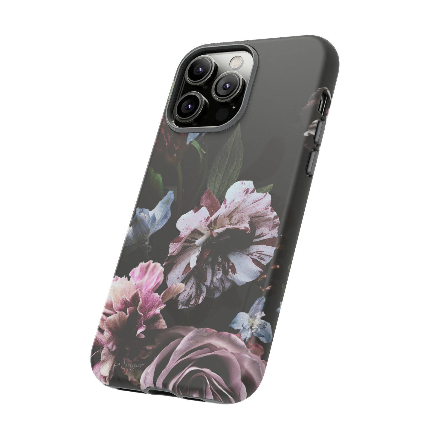 Dutch Floral Elegance: Botany Dutch Flowers Black iPhone Tough Protective Case. A stylish blend of Flowers in muted colors, compatible with iPhone 15, 14, 13, XS, XR Pro/Max/Mini/P/Plus. Unleash the beauty of muted tones with durability and style. #ElizaSinger #PhoneCase #FloralDesign