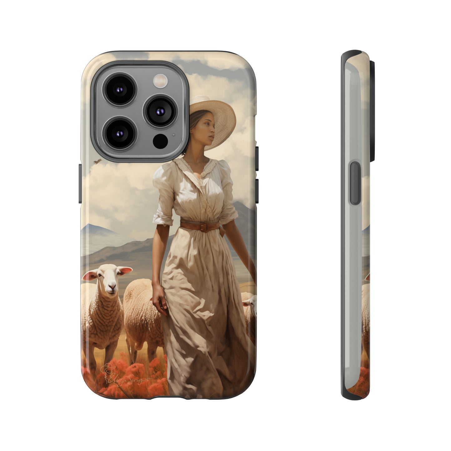Misty Prairie Wanderer: Elevate your Tough Western Cell Phone Case with a captivating twist. This edition offers a misty take on the vintage painted design, providing a unique and enchanting touch. Experience the allure of the unknown. #ElizaSinger #PhoneCase #VintageDesign