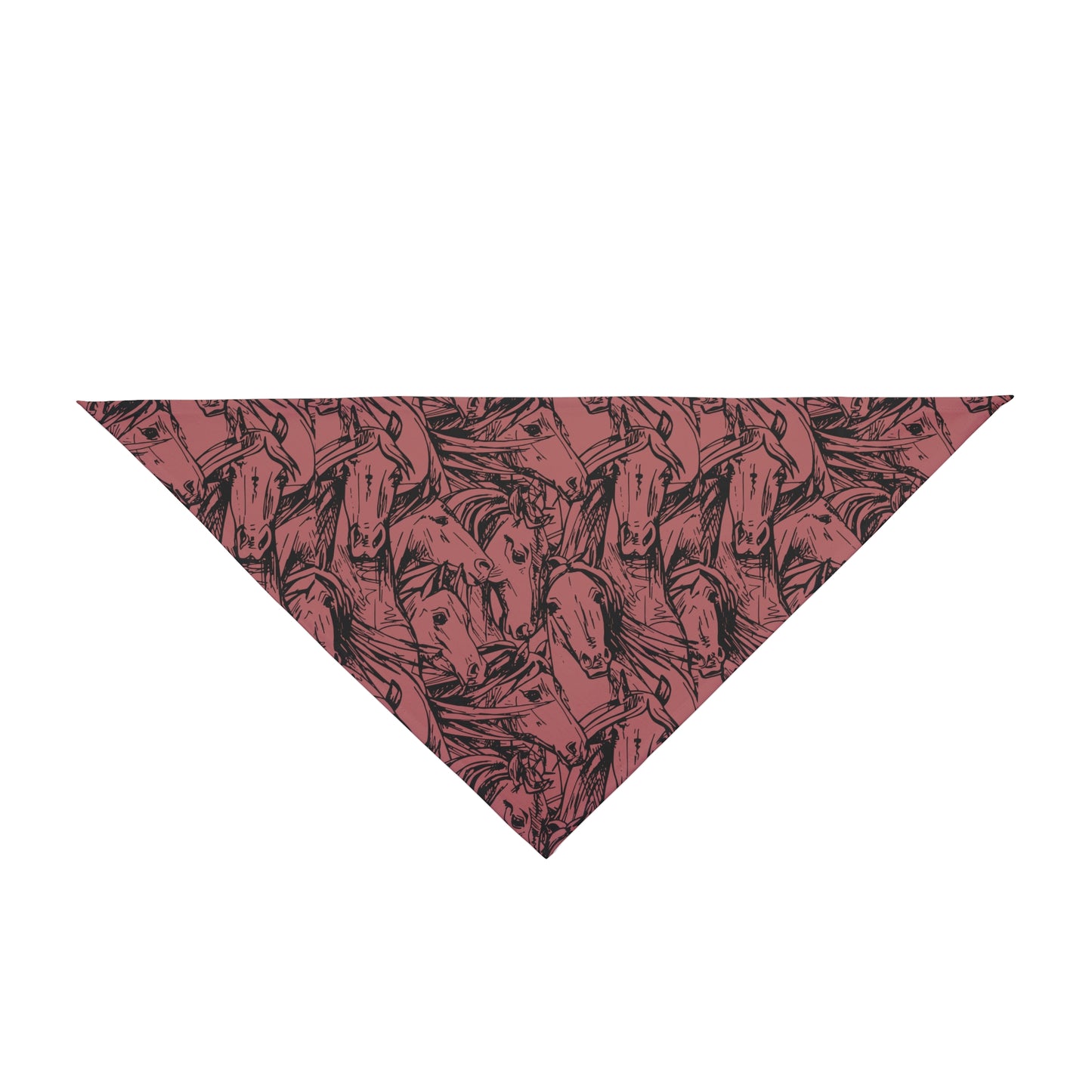 Unleash the elegance of horses with our Equine Elegance Dog Bandana/Wild Rag. The ink sketch of horse heads on a dark coral background adds a touch of sophistication to your pup's look. Crafted from soft-spun polyester, this wild rag ensures comfort and style. Let your dog showcase their love for equine beauty with this exclusive design, available only at Eliza Singer.