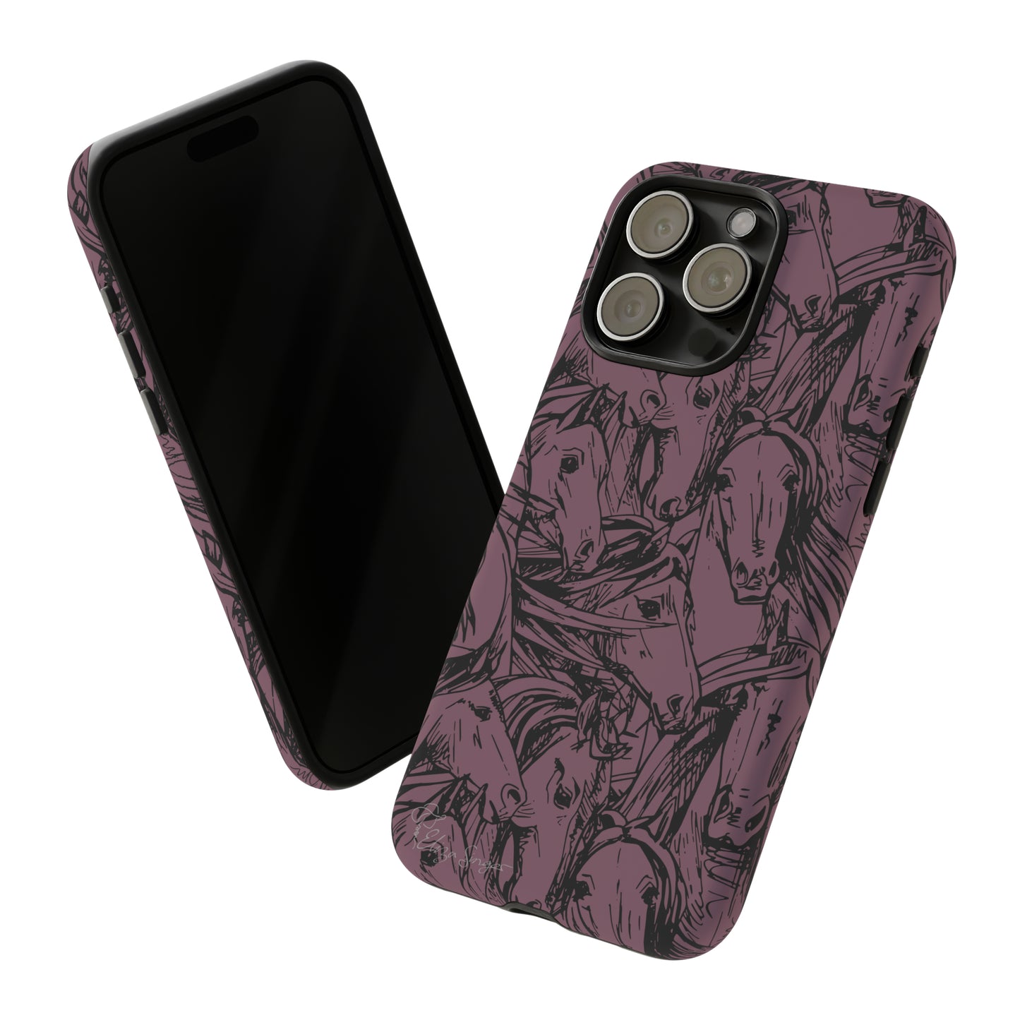 Gallop in Style: Horse Art Western Design iPhone Tough Protective Cover. Featuring a Scribble Horse Drawing, this equestrian-themed case is compatible with iPhone 15, 14, 13, XS, XR Pro/Max/Mini/P/Plus. Unleash the Rider in You with Style and Durability. #ElizaSinger #PhoneCase #EquestrianStyle
