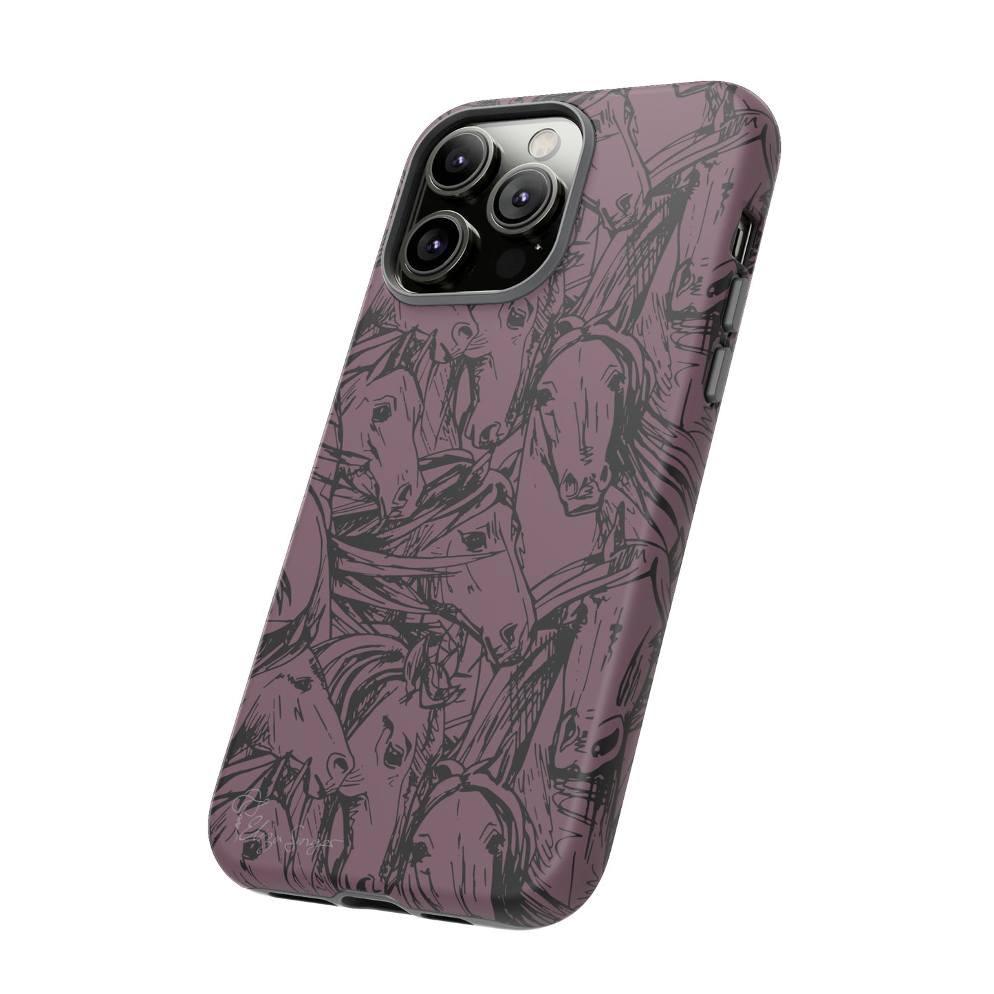Gallop in Style: Horse Art Western Design iPhone Tough Protective Cover. Featuring a Scribble Horse Drawing, this equestrian-themed case is compatible with iPhone 15, 14, 13, XS, XR Pro/Max/Mini/P/Plus. Unleash the Rider in You with Style and Durability. #ElizaSinger #PhoneCase #EquestrianStyle
