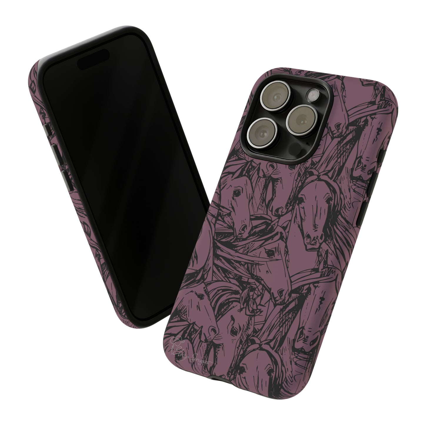 Gallop in Style: Horse Art Western Design iPhone Tough Protective Cover. Featuring a Scribble Horse Drawing, this equestrian-themed case is compatible with iPhone 15, 14, 13, XS, XR Pro/Max/Mini/P/Plus. Unleash the Rider in You with Style and Durability. #ElizaSinger #PhoneCase #EquestrianStyle