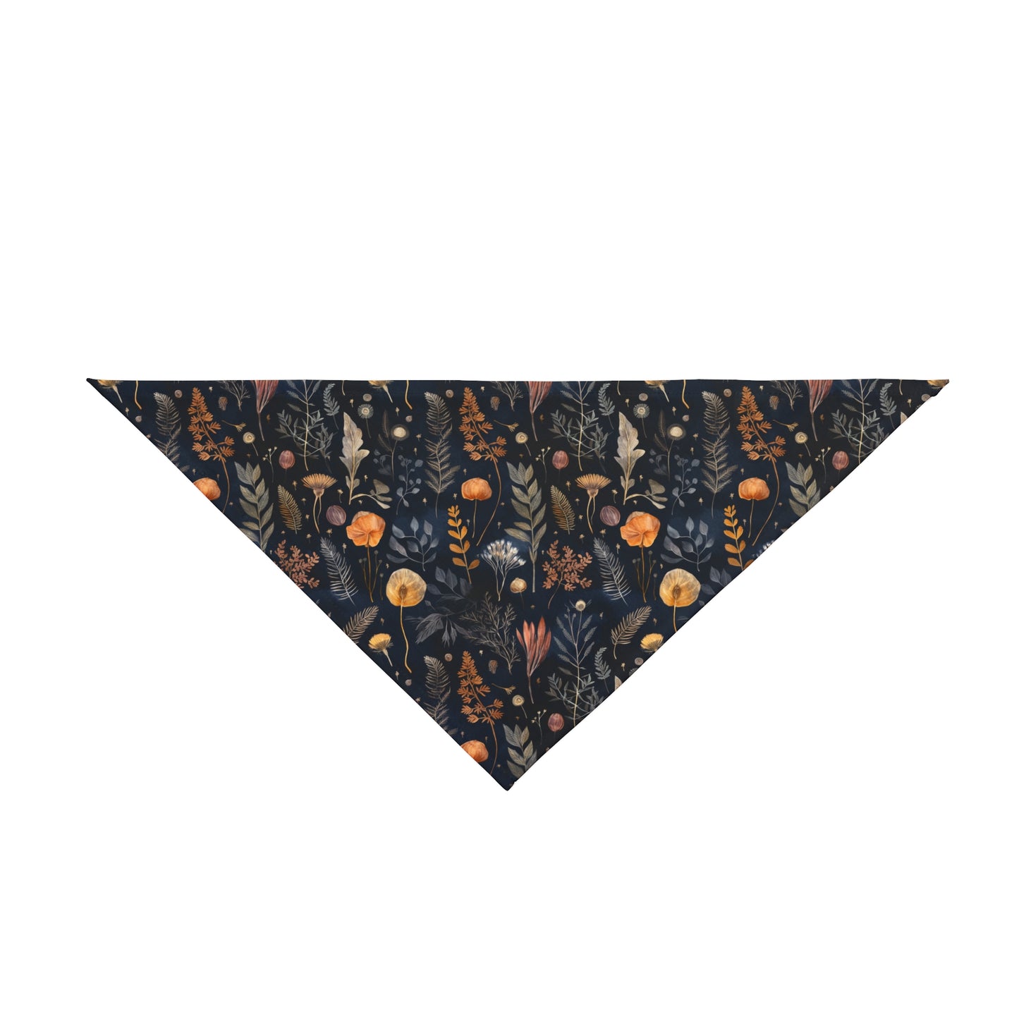 Embrace the enchantment of the night with our Midnight Meadows Dog Bandana/Wild Rag. Dried wildflowers on a dark background create a mysterious and elegant look. Crafted from soft-spun polyester, this wild rag ensures comfort and style. Make your pup stand out on evening strolls with this exclusive design, available only at Eliza Singer.