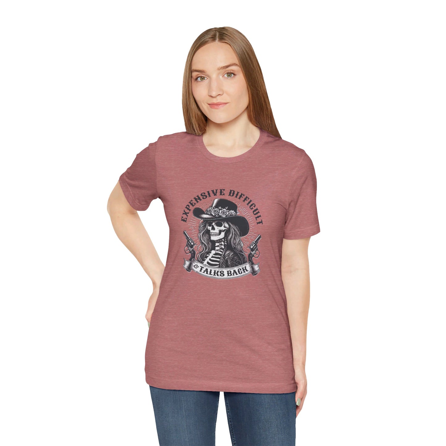Spooky Rebel: Bella Canvas T-shirt with Skeleton Cowgirl