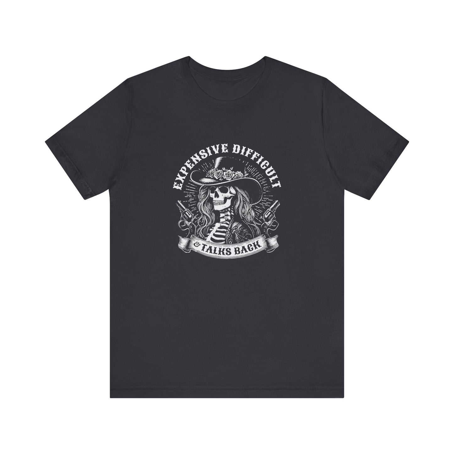 Spooky Rebel: Bella Canvas T-shirt with Skeleton Cowgirl