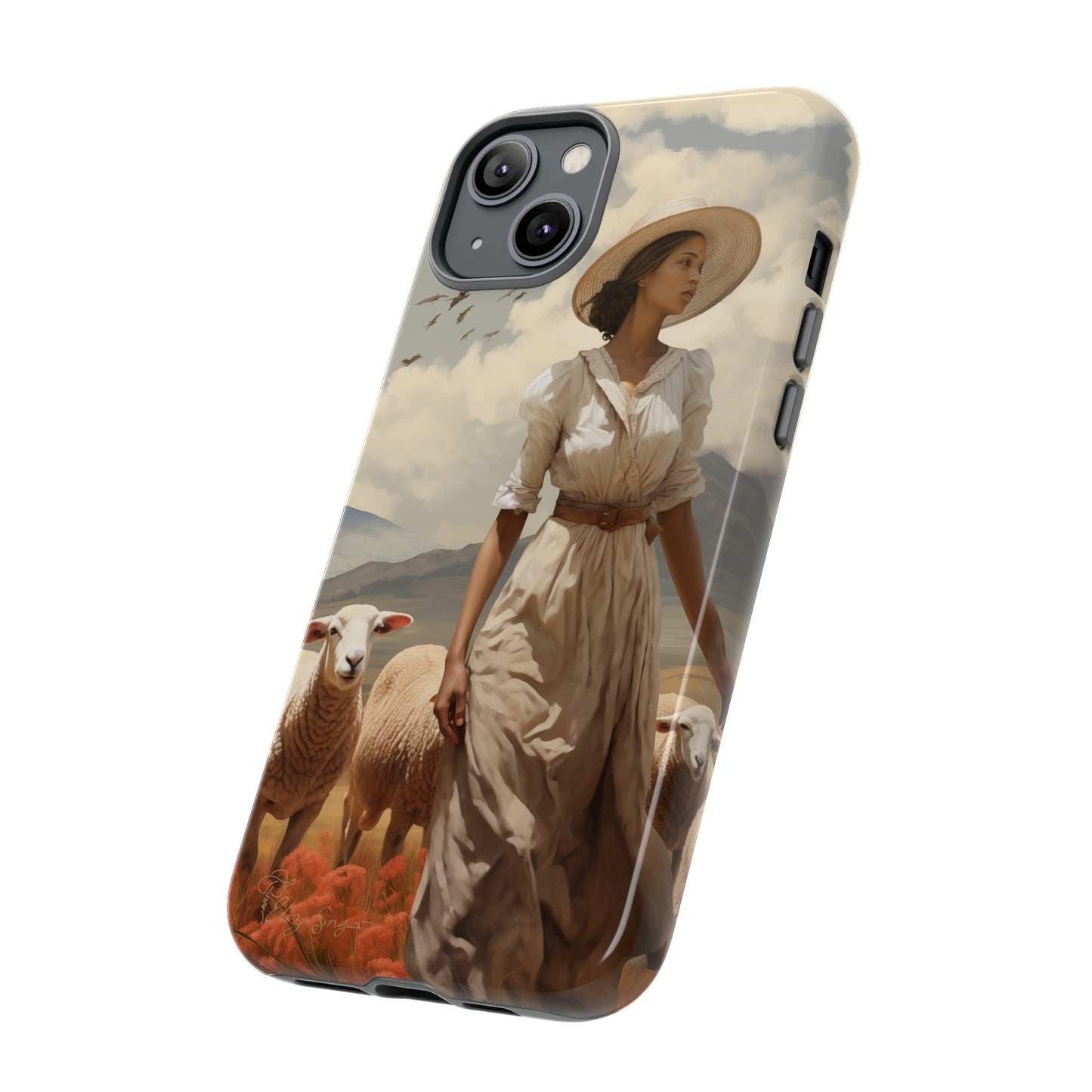 Misty Prairie Wanderer: Elevate your Tough Western Cell Phone Case with a captivating twist. This edition offers a misty take on the vintage painted design, providing a unique and enchanting touch. Experience the allure of the unknown. #ElizaSinger #PhoneCase #VintageDesign