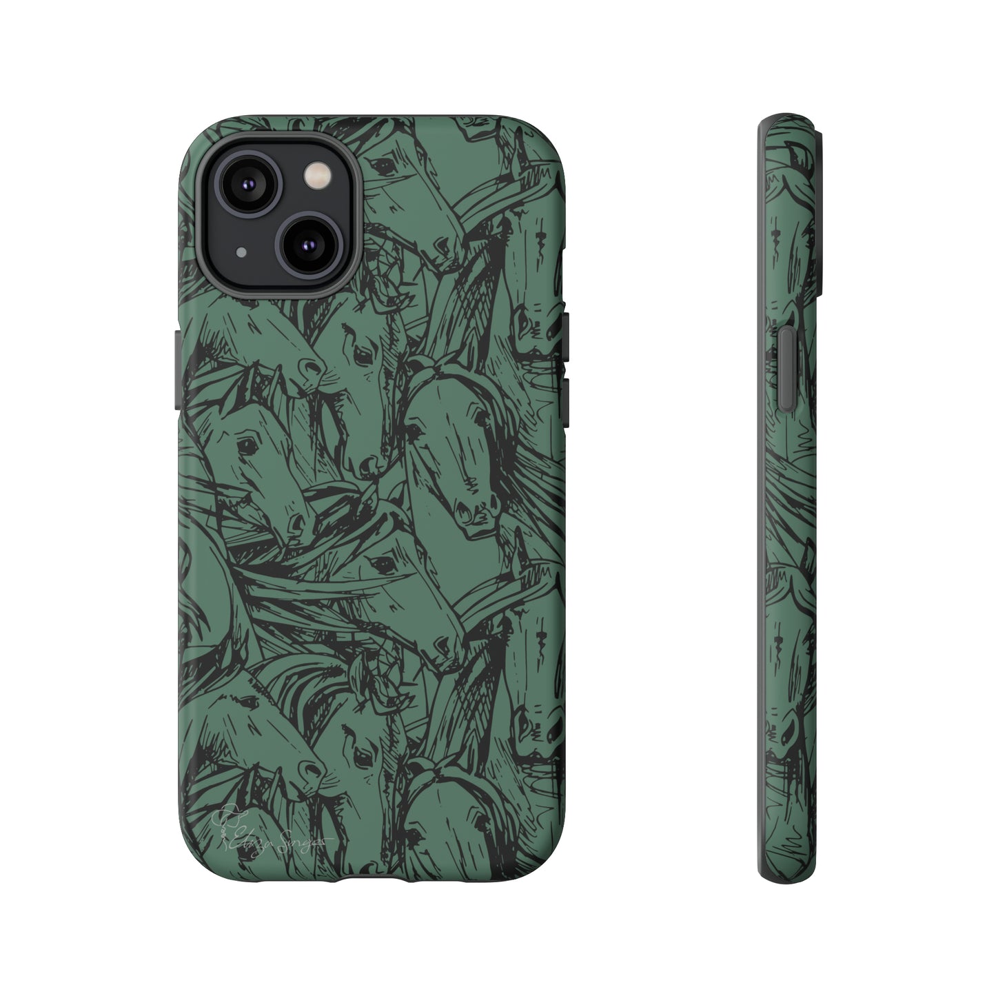 Gallop in Style: Horse Art Western Design iPhone Tough Protective Cover. Featuring a Scribble Horse Drawing, this makes the perfect equestrian gift. Compatible with iPhone 15, 14, 13, XS, XR Pro/Max/Mini/P/Plus. Unleash the Rider in You with Style and Durability. #ElizaSinger #PhoneCase #EquestrianGift