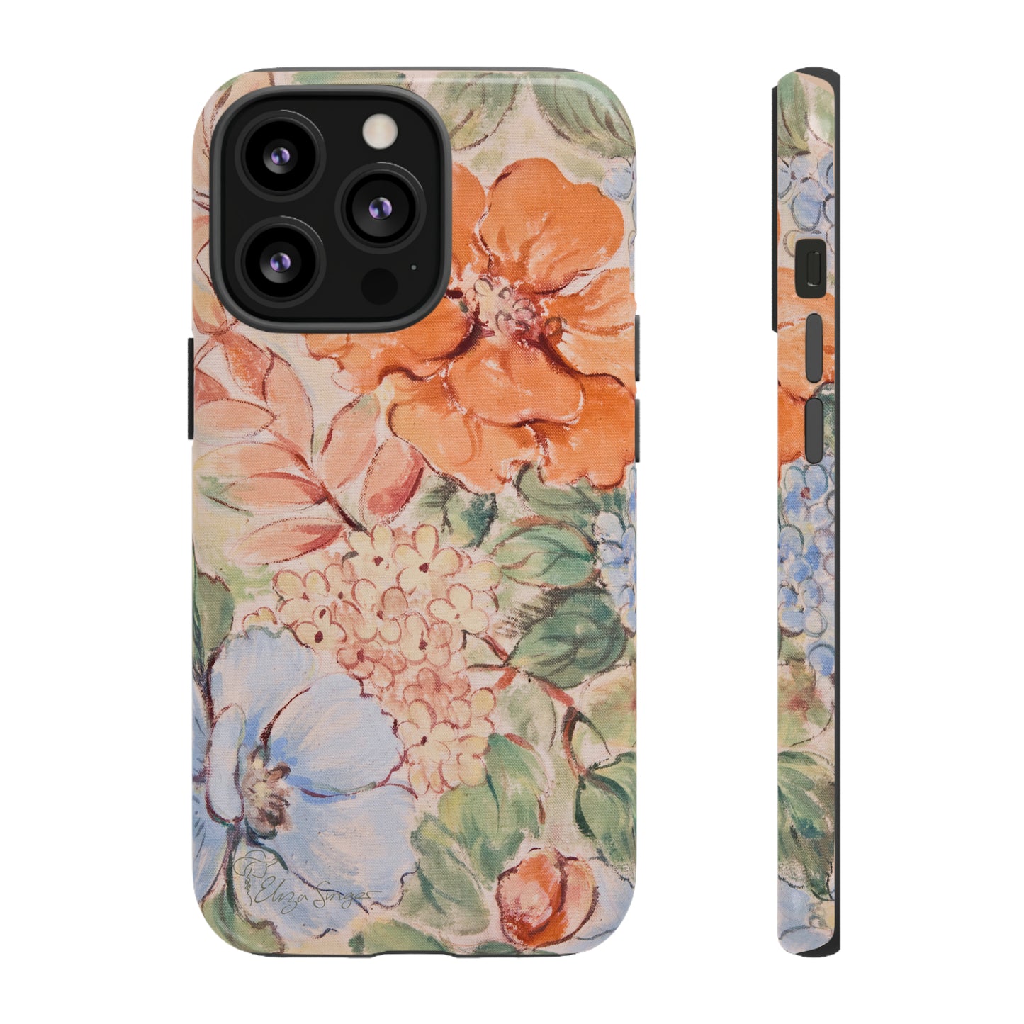 Pastel Petals: Botany Pastel Flowers iPhone Tough Protective Cover. A gentle blend of Flowers in muted pastel colors, compatible with iPhone 15, 14, 13, XS, XR Pro/Max/Mini/P/Plus. Unleash Nature's Tranquility with Durability and Style. #ElizaSinger #PhoneCase #FloralDesign