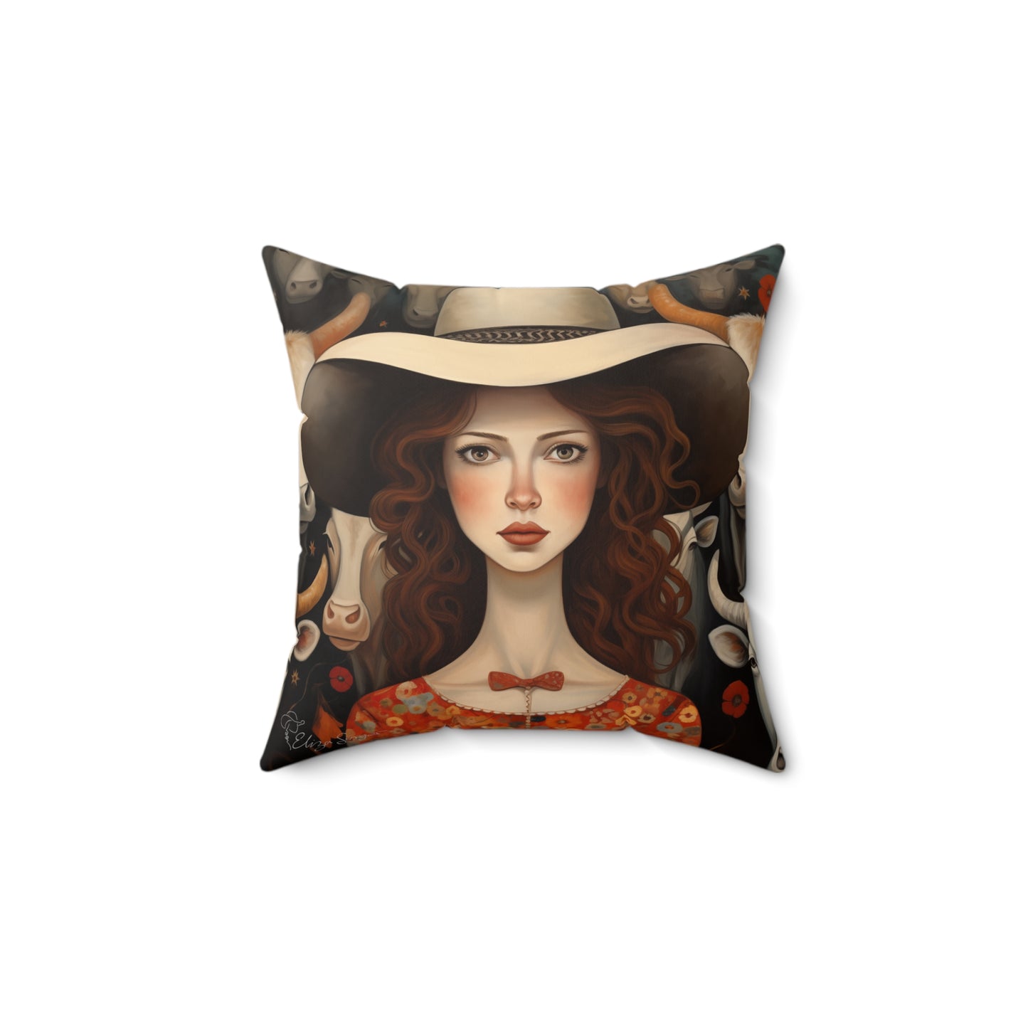 Radiant Ruby's Folk Art Pillow